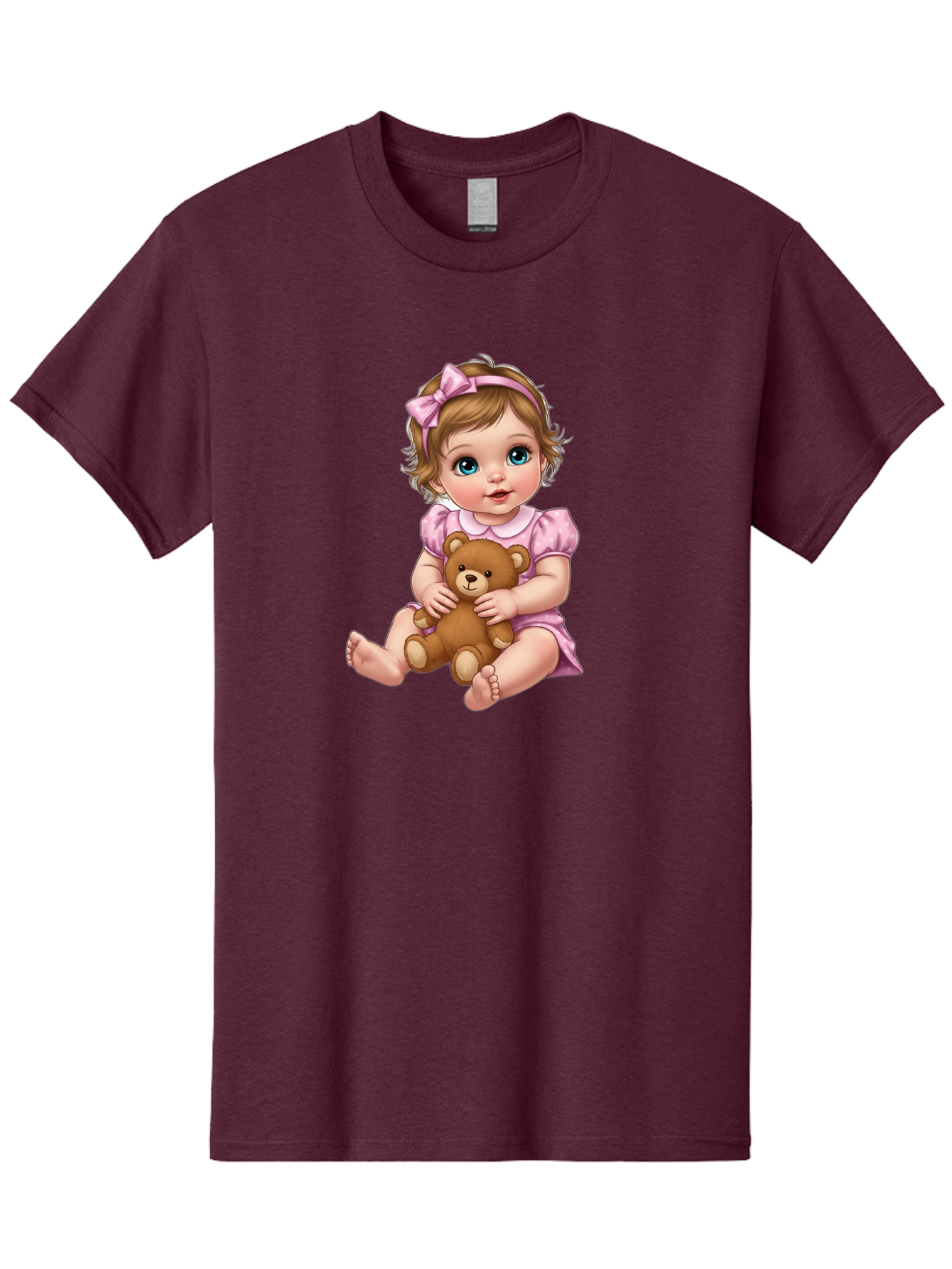 Baby-Girl-With-Teddy-Bear-1 Men'S Graphic Tee, 100% Cotton, Comfortable Casual Summer Wear, Machine Washable, Vintage Camera, Old Camera, Antique Camera, Black Camera, Classic Photography, Photography Equipment, Nostalgic Device, Film Camera, Bak011