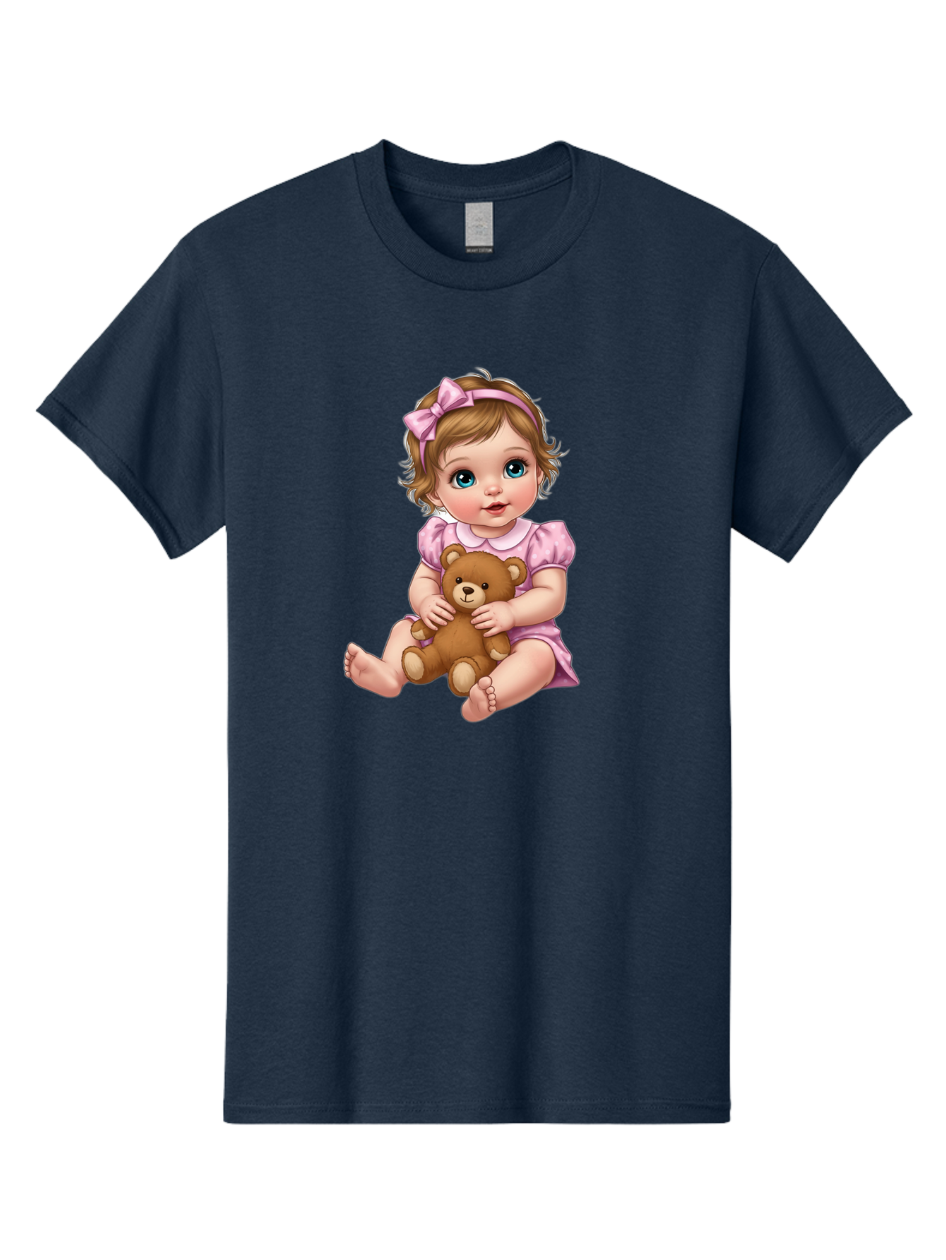 Baby-Girl-With-Teddy-Bear-1 Men'S Graphic Tee, 100% Cotton, Comfortable Casual Summer Wear, Machine Washable, Vintage Camera, Old Camera, Antique Camera, Black Camera, Classic Photography, Photography Equipment, Nostalgic Device, Film Camera, Bak011
