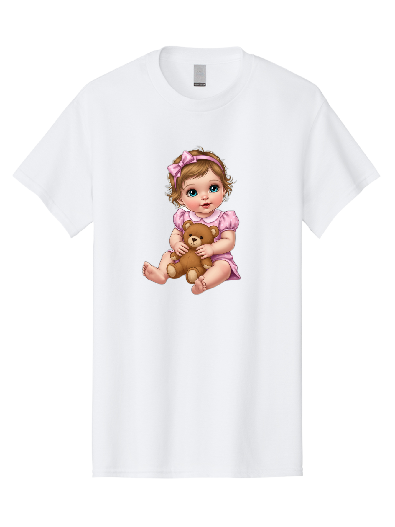 Baby-Girl-With-Teddy-Bear-1 Men'S Graphic Tee, 100% Cotton, Comfortable Casual Summer Wear, Machine Washable, Vintage Camera, Old Camera, Antique Camera, Black Camera, Classic Photography, Photography Equipment, Nostalgic Device, Film Camera, Bak011