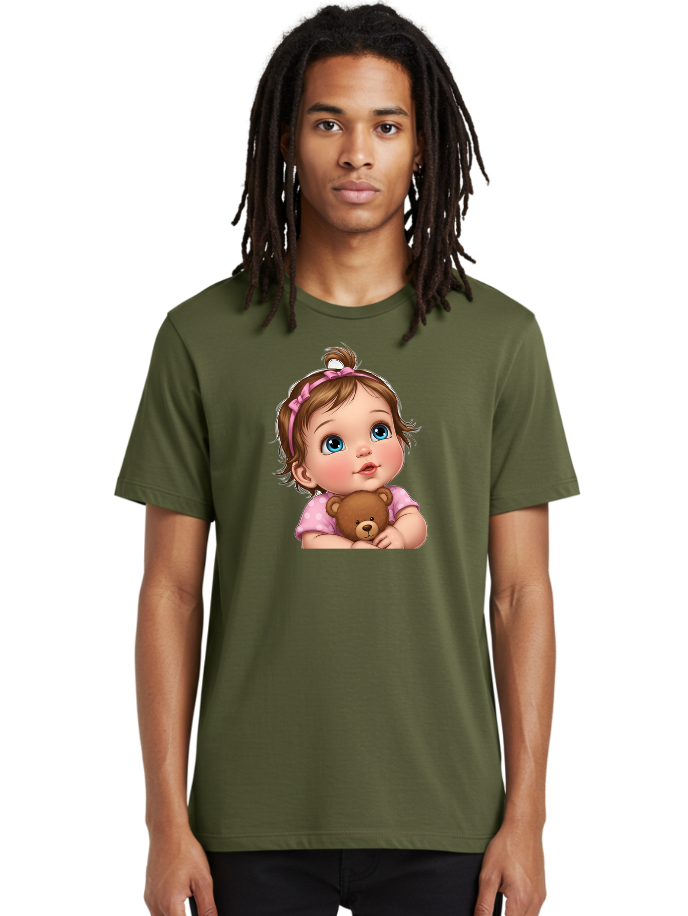 Baby-Girl-With-Teddy-Bear-2 Men'S Graphic Tee, 100% Cotton, Comfortable Casual Summer Wear, Machine Washable, Vintage Camera, Old Camera, Antique Camera, Black Camera, Classic Photography, Photography Equipment, Nostalgic Device, Film Camera, Bak012