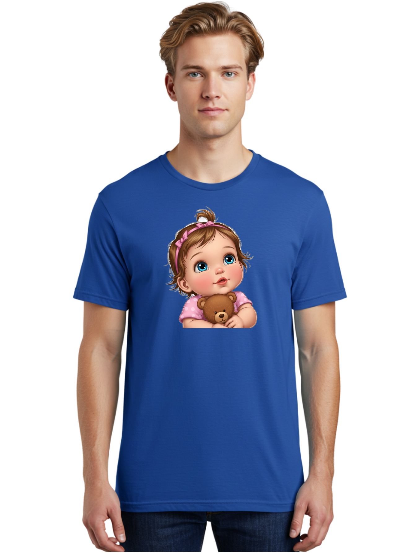 Baby-Girl-With-Teddy-Bear-2 Men'S Graphic Tee, 100% Cotton, Comfortable Casual Summer Wear, Machine Washable, Vintage Camera, Old Camera, Antique Camera, Black Camera, Classic Photography, Photography Equipment, Nostalgic Device, Film Camera, Bak012