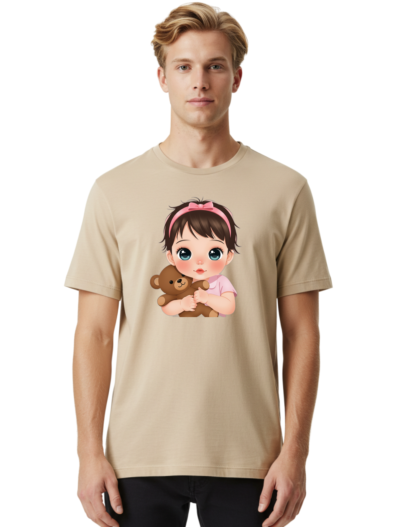 Baby-Girl-With-Teddy Men'S Graphic Tee, 100% Cotton, Comfortable Casual Summer Wear, Machine Washable, Vintage Camera, Old Camera, Antique Camera, Black Camera, Classic Photography, Photography Equipment, Nostalgic Device, Film Camera, Bak014