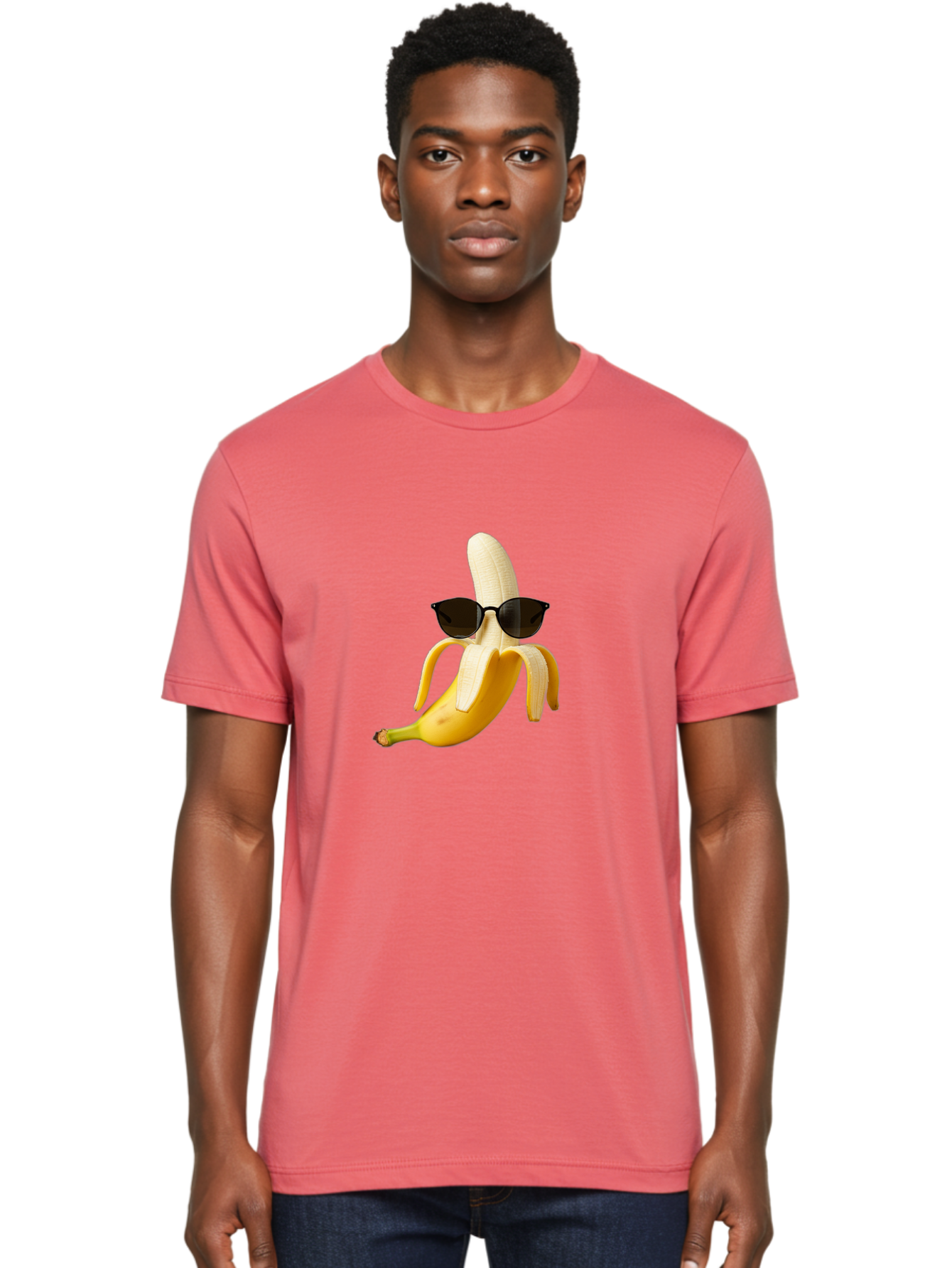Banana-Sunglasses Men'S Graphic Tee, 100% Cotton, Comfortable Casual Summer Wear, Machine Washable, Vintage Camera, Old Camera, Antique Camera, Black Camera, Classic Photography, Photography Equipment, Nostalgic Device, Film Camera, Camera Art Bak029