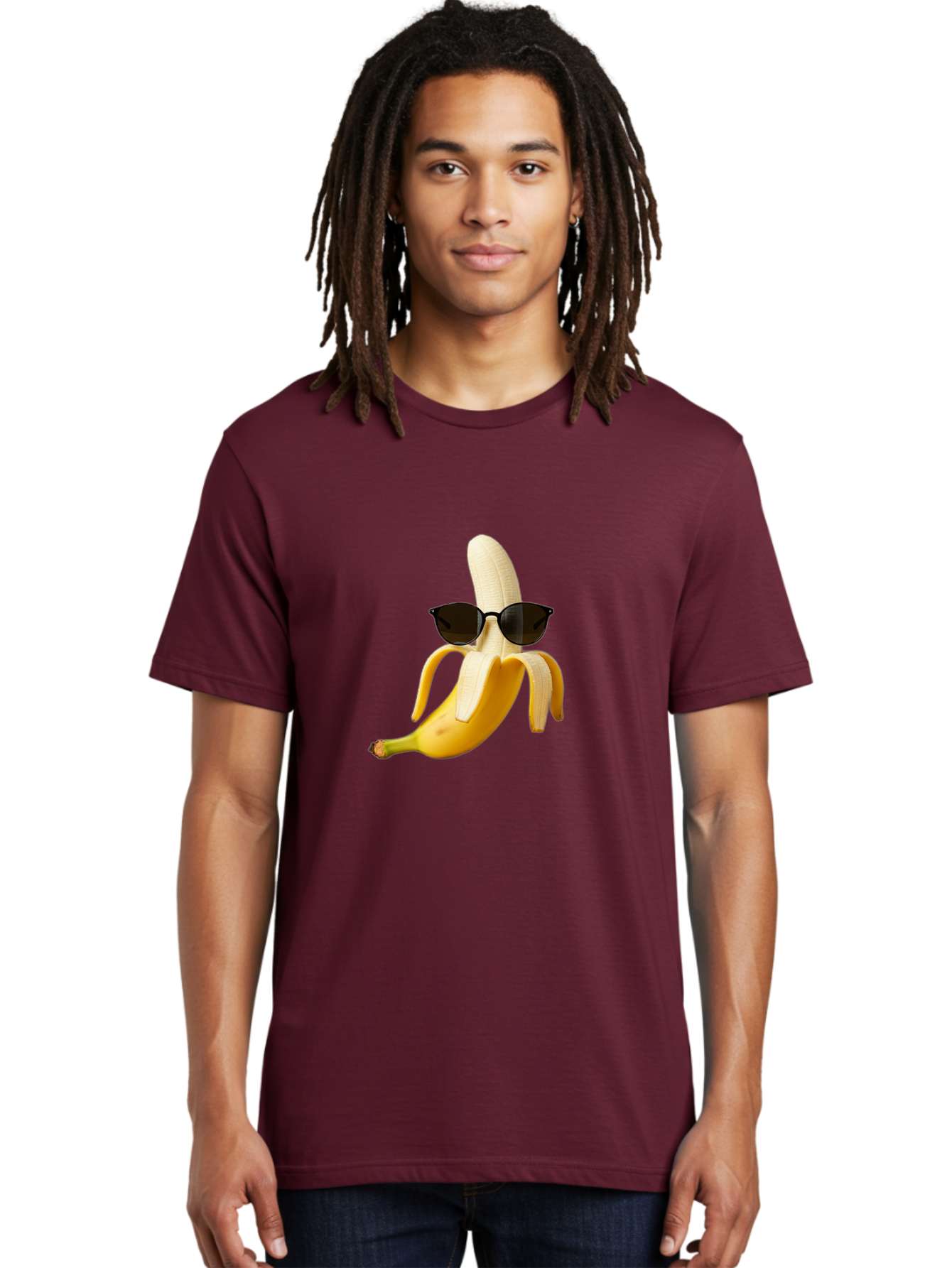 Banana-Sunglasses Men'S Graphic Tee, 100% Cotton, Comfortable Casual Summer Wear, Machine Washable, Vintage Camera, Old Camera, Antique Camera, Black Camera, Classic Photography, Photography Equipment, Nostalgic Device, Film Camera, Camera Art Bak029