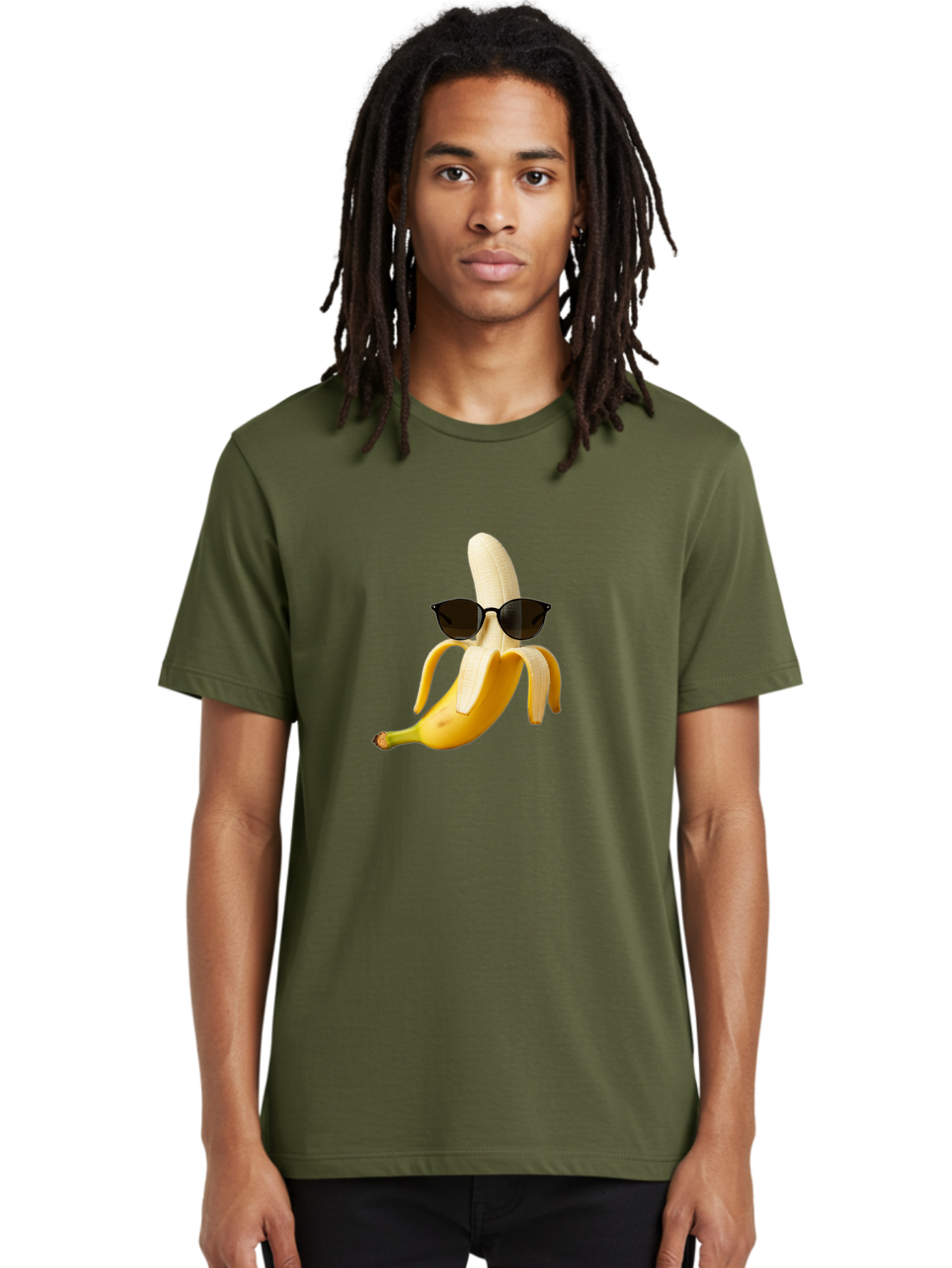 Banana-Sunglasses Men'S Graphic Tee, 100% Cotton, Comfortable Casual Summer Wear, Machine Washable, Vintage Camera, Old Camera, Antique Camera, Black Camera, Classic Photography, Photography Equipment, Nostalgic Device, Film Camera, Camera Art Bak029