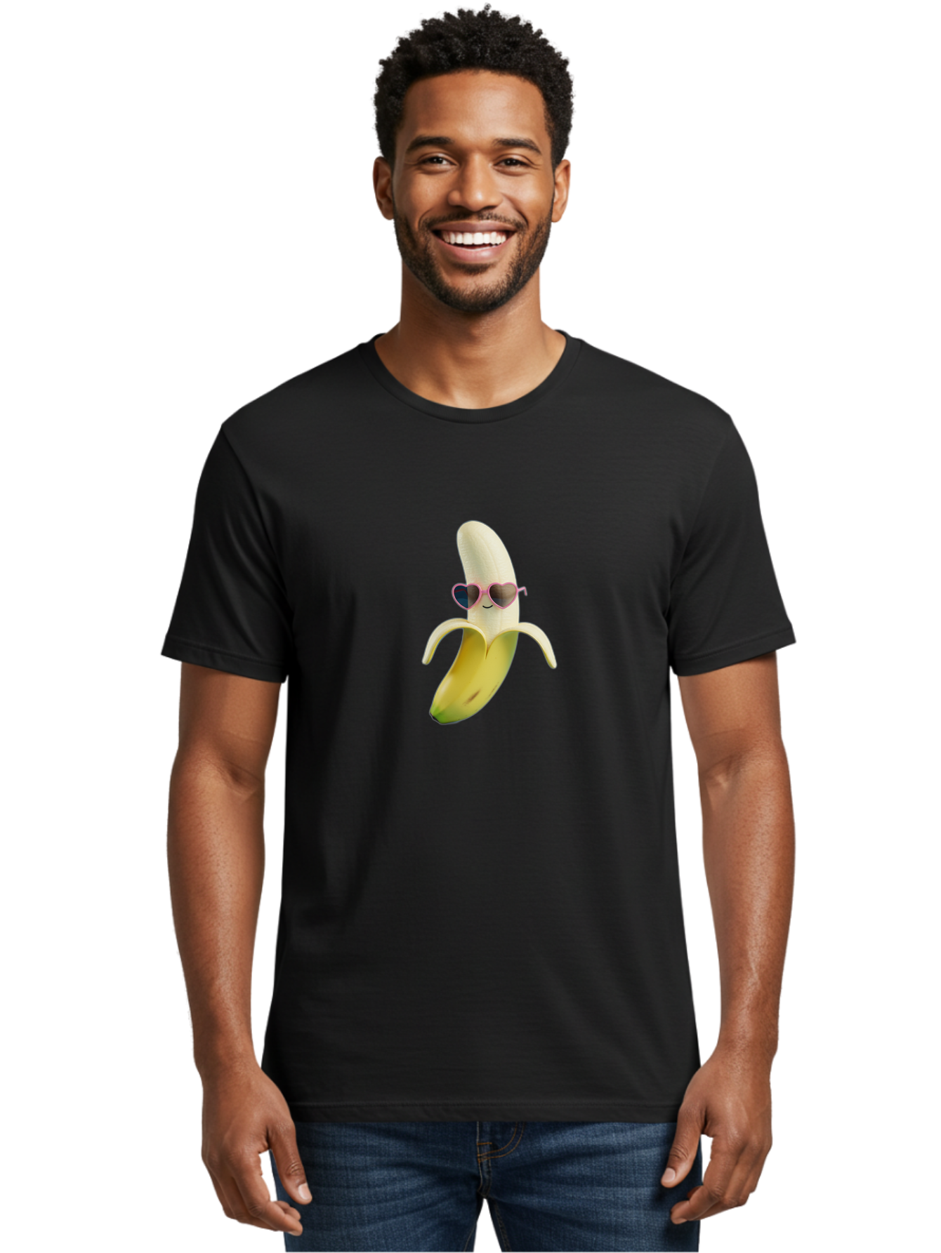 Banana-With-Heart-Shaped-Sunglasses Men'S Graphic Tee, 100% Cotton, Comfortable Casual Summer Wear, Machine Washable, Vintage Camera, Old Camera, Antique Camera, Black Camera, Classic Photography, Photography Equipment, Nostalgic Device, Bak030