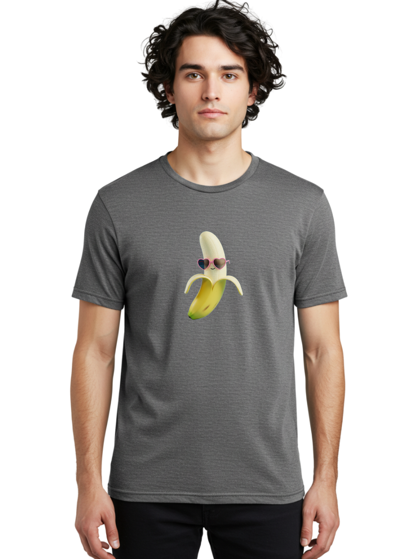 Banana-With-Heart-Shaped-Sunglasses Men'S Graphic Tee, 100% Cotton, Comfortable Casual Summer Wear, Machine Washable, Vintage Camera, Old Camera, Antique Camera, Black Camera, Classic Photography, Photography Equipment, Nostalgic Device, Bak030