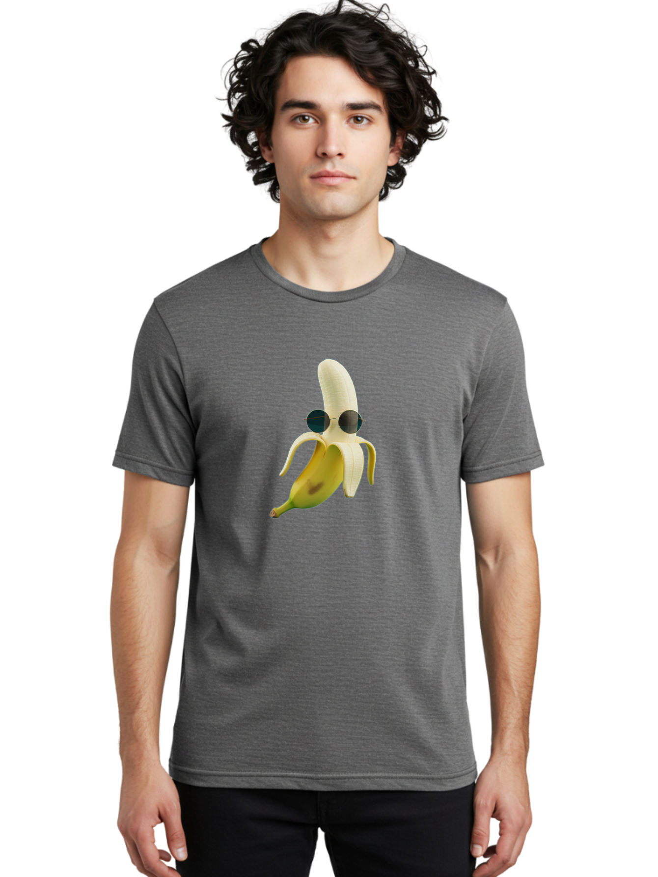 Banana-With-Sunglasses-1 Men'S Graphic Tee, 100% Cotton, Comfortable Casual Summer Wear, Machine Washable, Vintage Camera, Old Camera, Antique Camera, Black Camera, Classic Photography, Photography Equipment, Nostalgic Device, Film Camera, Bak031