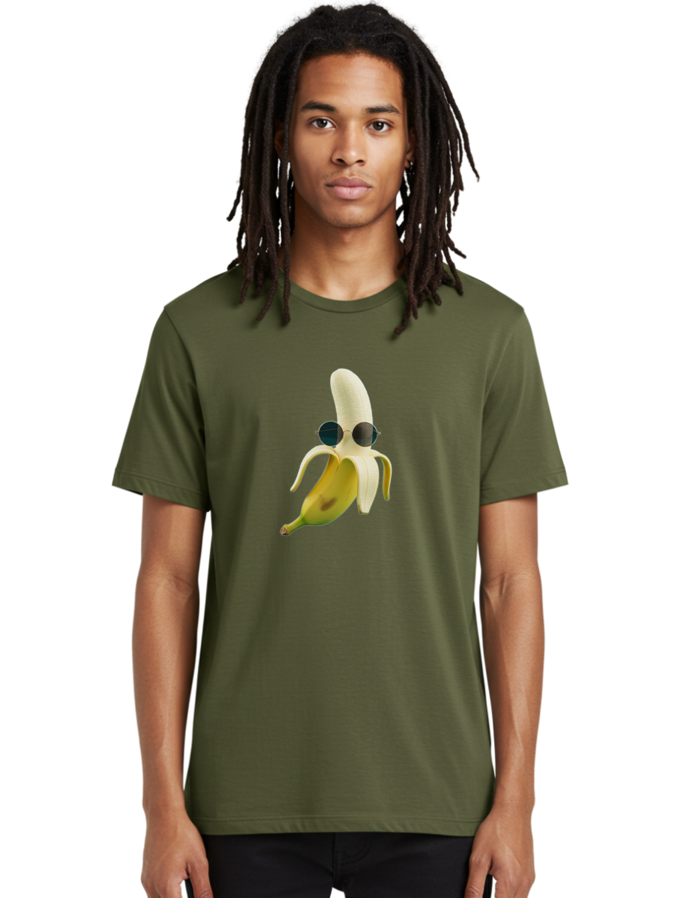 Banana-With-Sunglasses-1 Men'S Graphic Tee, 100% Cotton, Comfortable Casual Summer Wear, Machine Washable, Vintage Camera, Old Camera, Antique Camera, Black Camera, Classic Photography, Photography Equipment, Nostalgic Device, Film Camera, Bak031