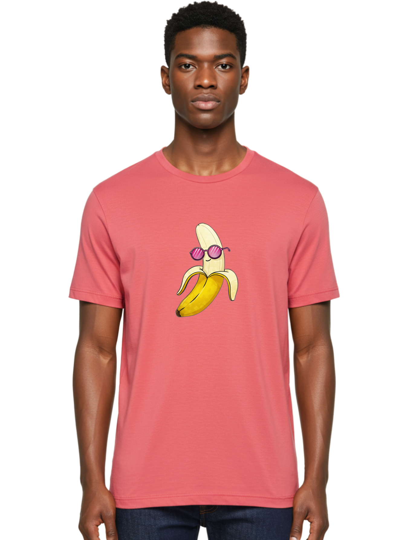 Banana-With-Sunglasses-2 Men'S Graphic Tee, 100% Cotton, Comfortable Casual Summer Wear, Machine Washable, Vintage Camera, Old Camera, Antique Camera, Black Camera, Classic Photography, Photography Equipment, Nostalgic Device, Film Camera, Bak032