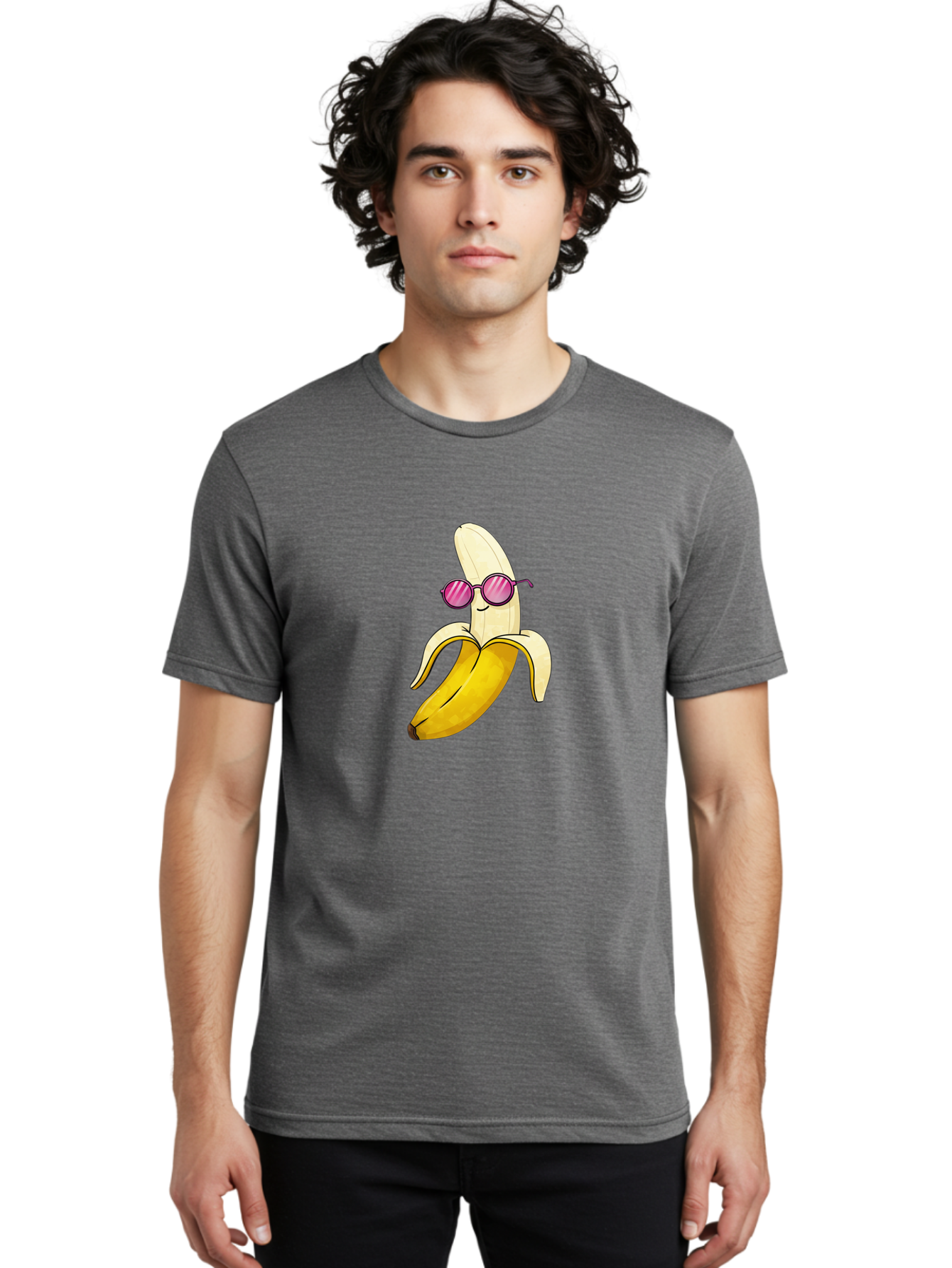Banana-With-Sunglasses-2 Men'S Graphic Tee, 100% Cotton, Comfortable Casual Summer Wear, Machine Washable, Vintage Camera, Old Camera, Antique Camera, Black Camera, Classic Photography, Photography Equipment, Nostalgic Device, Film Camera, Bak032