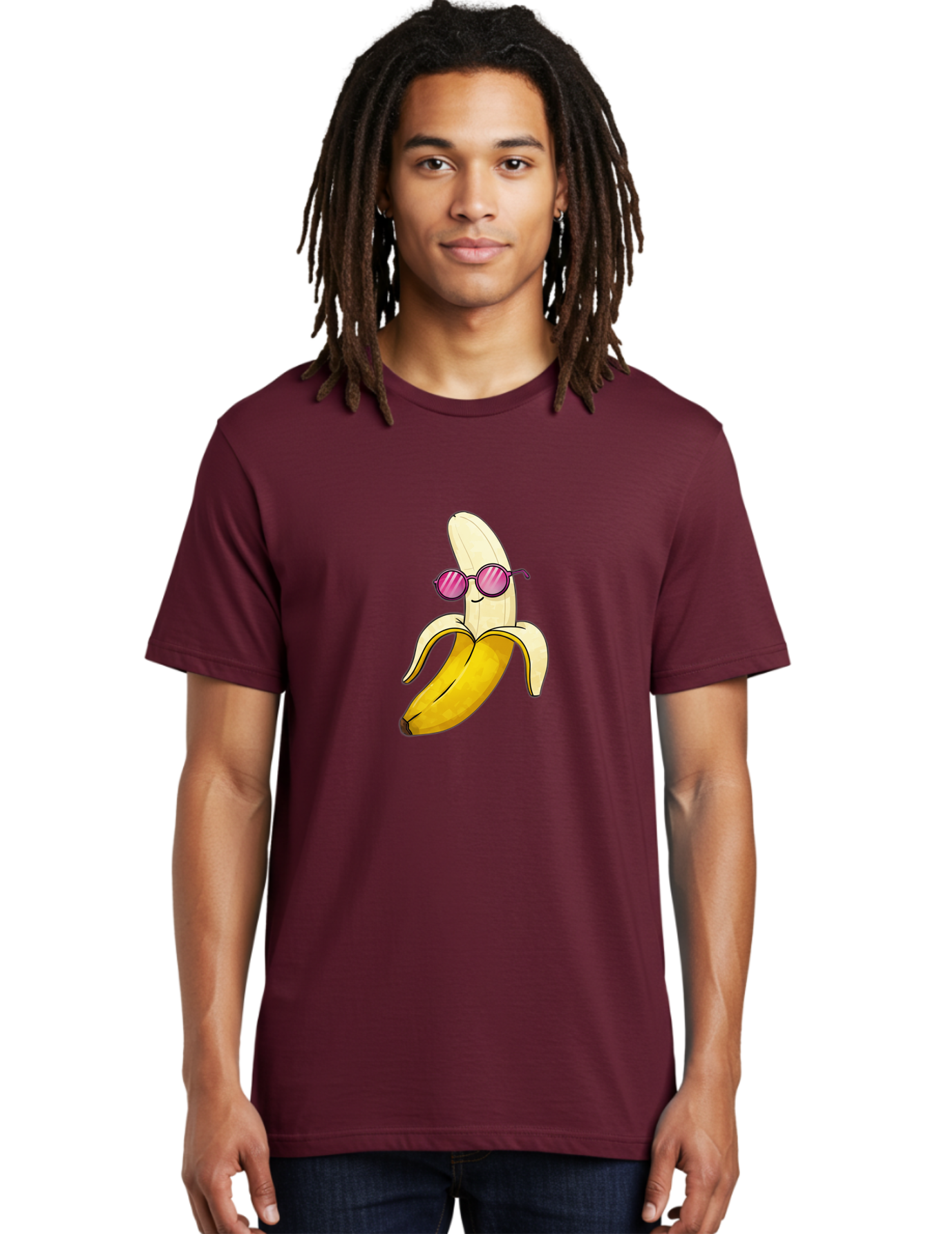 Banana-With-Sunglasses-2 Men'S Graphic Tee, 100% Cotton, Comfortable Casual Summer Wear, Machine Washable, Vintage Camera, Old Camera, Antique Camera, Black Camera, Classic Photography, Photography Equipment, Nostalgic Device, Film Camera, Bak032