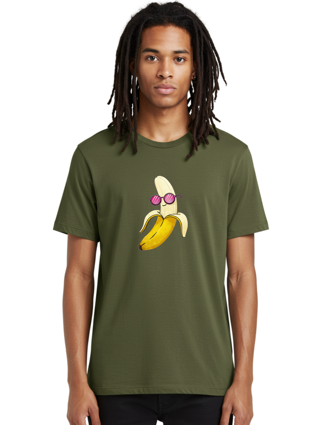 Banana-With-Sunglasses-2 Men'S Graphic Tee, 100% Cotton, Comfortable Casual Summer Wear, Machine Washable, Vintage Camera, Old Camera, Antique Camera, Black Camera, Classic Photography, Photography Equipment, Nostalgic Device, Film Camera, Bak032