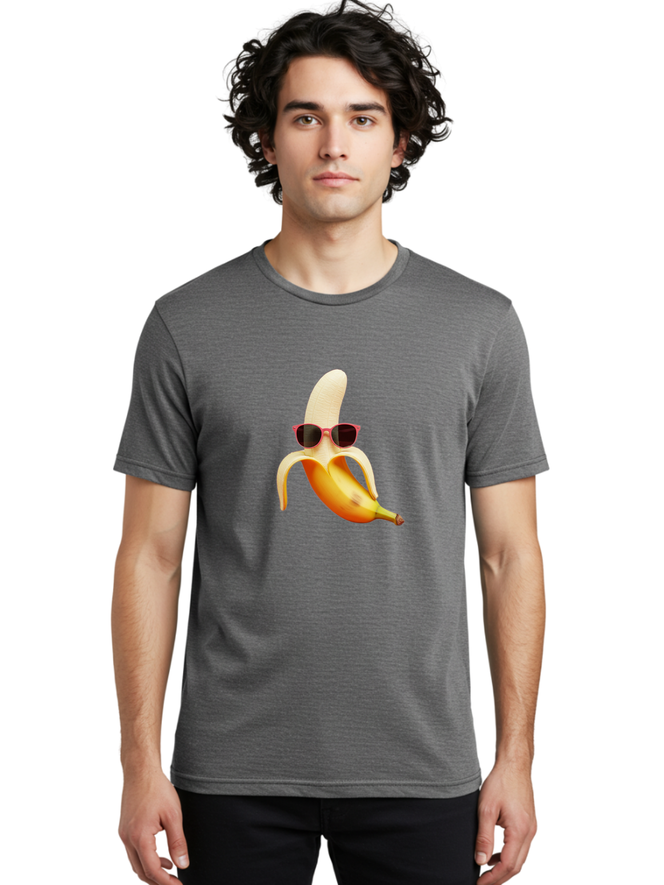 Banana-With-Sunglasses Men'S Graphic Tee, 100% Cotton, Comfortable Casual Summer Wear, Machine Washable, Vintage Camera, Old Camera, Antique Camera, Black Camera, Classic Photography, Photography Equipment, Nostalgic Device, Film Camera, Bak033