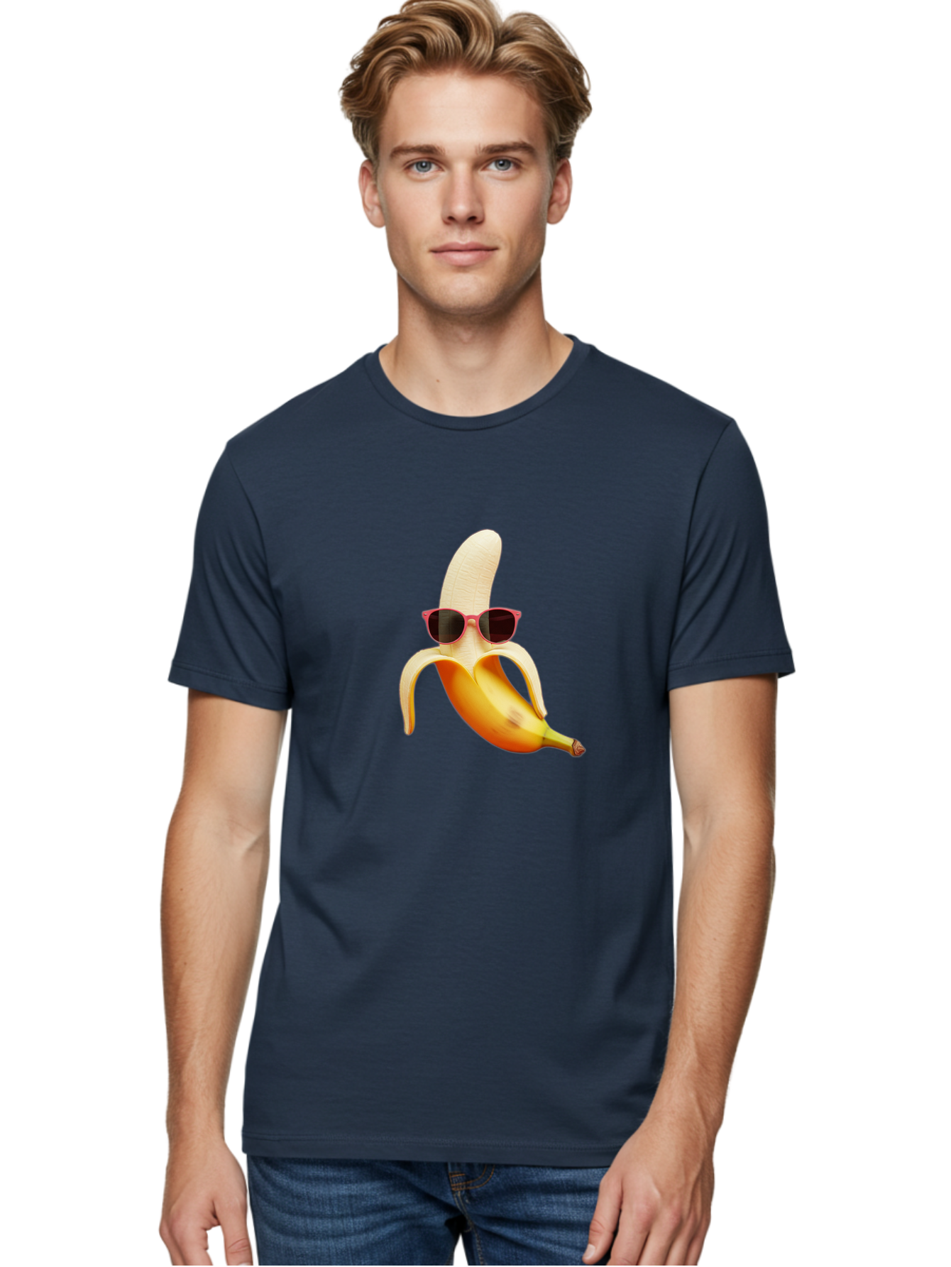 Banana-With-Sunglasses Men'S Graphic Tee, 100% Cotton, Comfortable Casual Summer Wear, Machine Washable, Vintage Camera, Old Camera, Antique Camera, Black Camera, Classic Photography, Photography Equipment, Nostalgic Device, Film Camera, Bak033