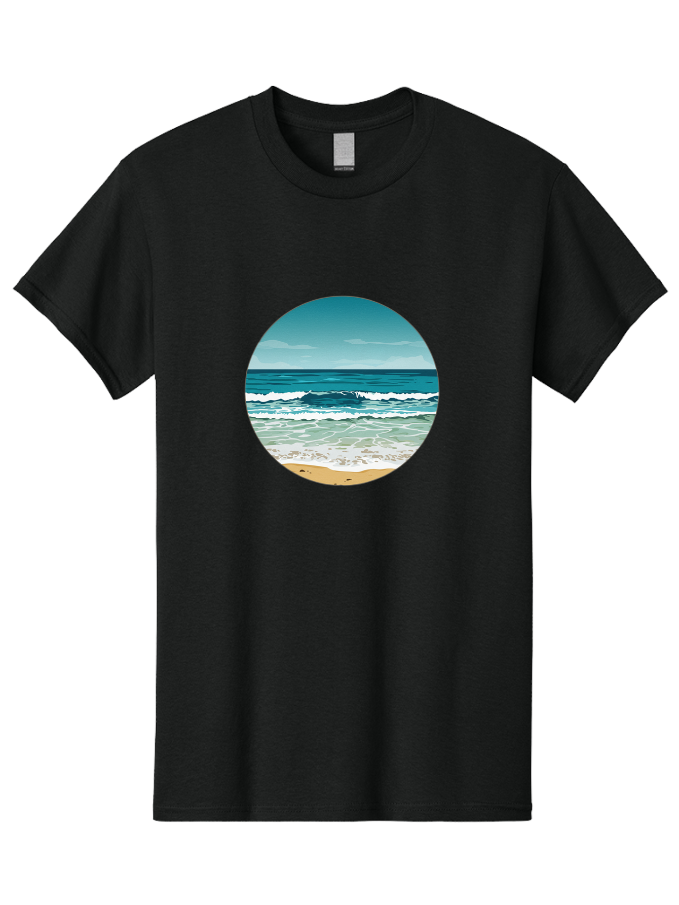 Beach-Scene-1 Men'S Graphic Tee, 100% Cotton, Comfortable Casual Summer Wear, Machine Washable, Vintage Camera, Old Camera, Antique Camera, Black Camera, Classic Photography, Photography Equipment, Nostalgic Device, Film Camera, Camera Art Bak036
