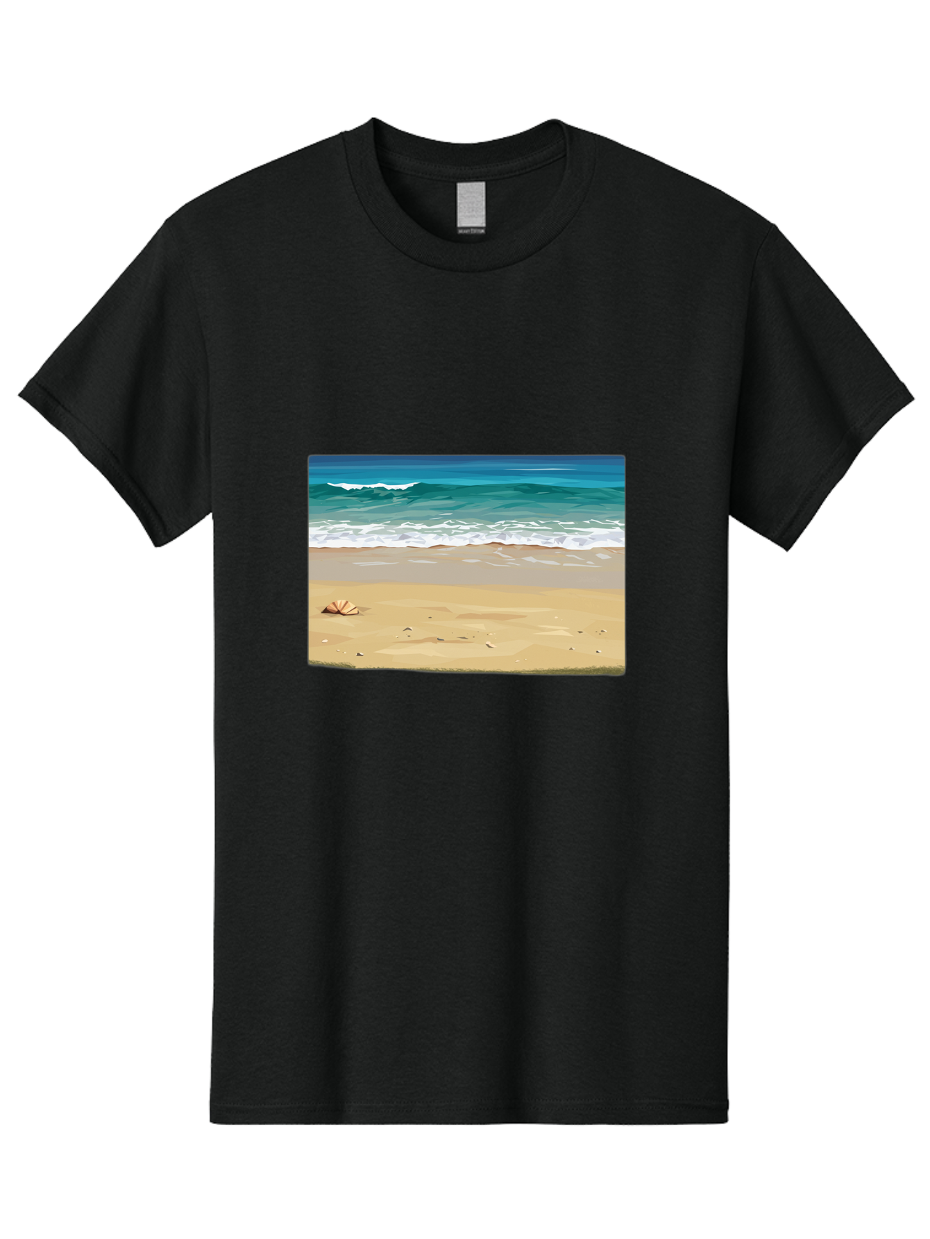 Beach-Scene-2 Men'S Graphic Tee, 100% Cotton, Comfortable Casual Summer Wear, Machine Washable, Vintage Camera, Old Camera, Antique Camera, Black Camera, Classic Photography, Photography Equipment, Nostalgic Device, Film Camera, Camera Art Bak037