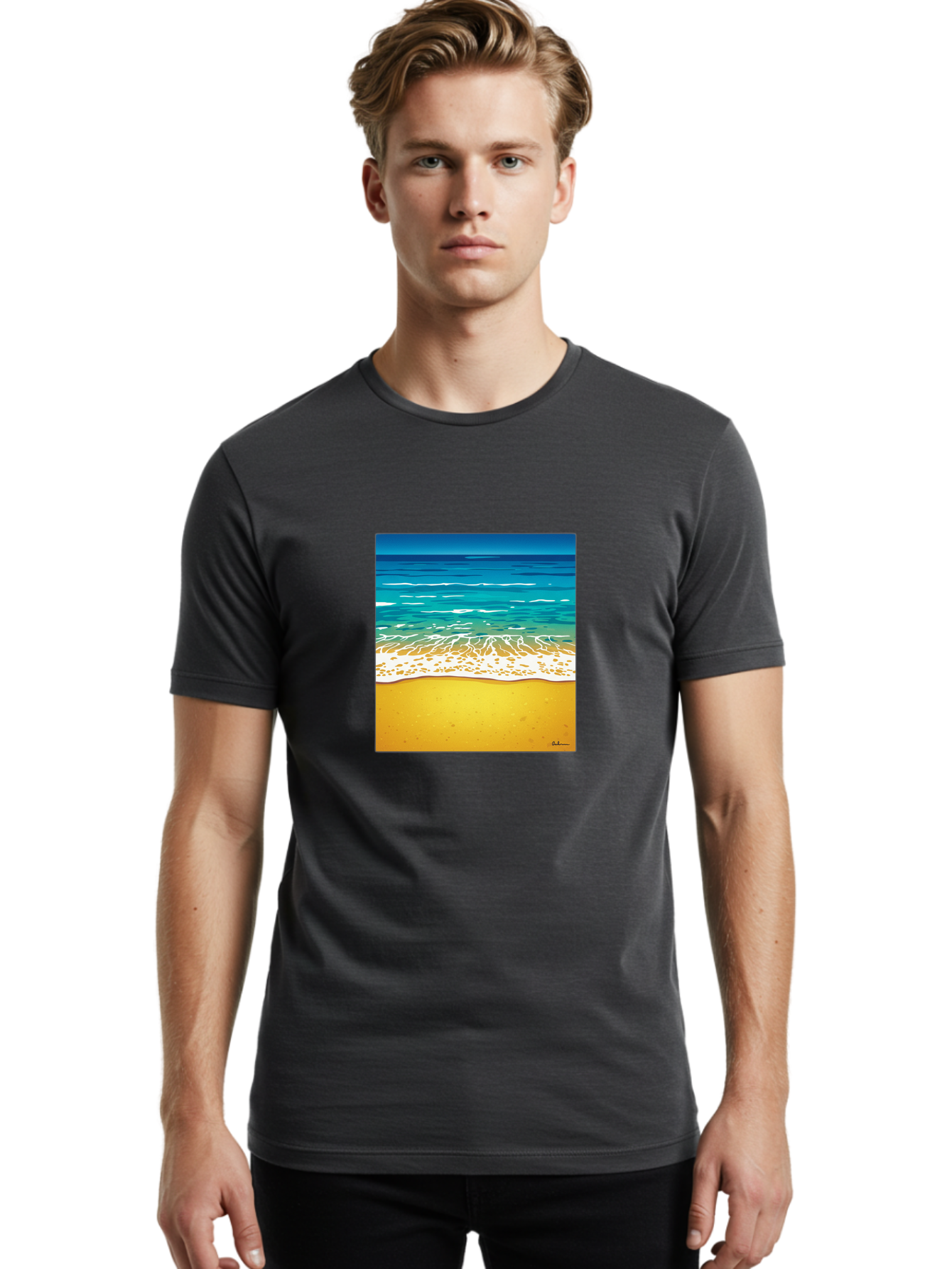 Beach-Scene Men'S Graphic Tee, 100% Cotton, Comfortable Casual Summer Wear, Machine Washable, Vintage Camera, Old Camera, Antique Camera, Black Camera, Classic Photography, Photography Equipment, Nostalgic Device, Film Camera, Camera Art Bak038