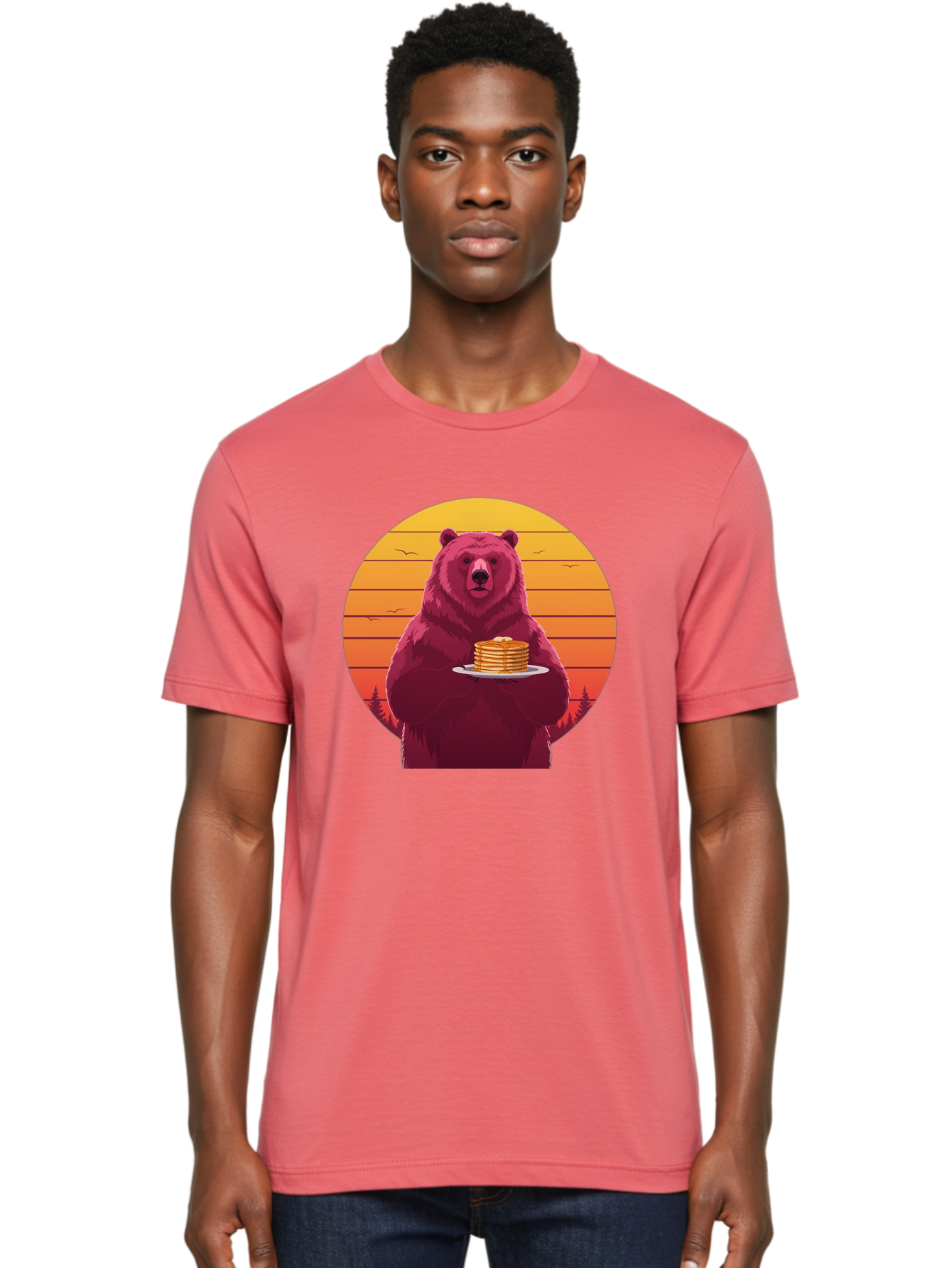Bear-Holding-Pancakes Men'S Graphic Tee, 100% Cotton, Comfortable Casual Summer Wear, Machine Washable, Vintage Camera, Old Camera, Antique Camera, Black Camera, Classic Photography, Photography Equipment, Nostalgic Device, Film Camera, Bak041