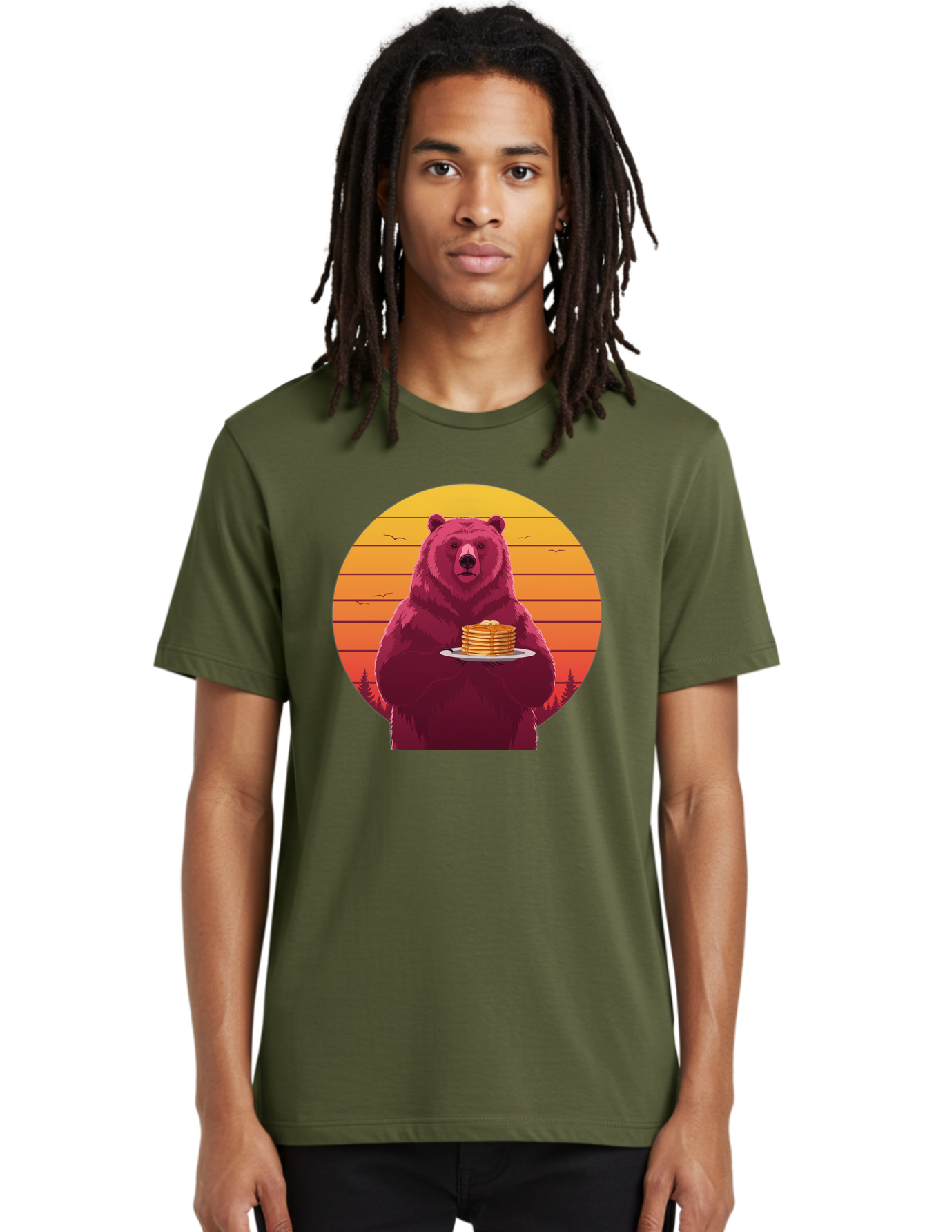 Bear-Holding-Pancakes Men'S Graphic Tee, 100% Cotton, Comfortable Casual Summer Wear, Machine Washable, Vintage Camera, Old Camera, Antique Camera, Black Camera, Classic Photography, Photography Equipment, Nostalgic Device, Film Camera, Bak041