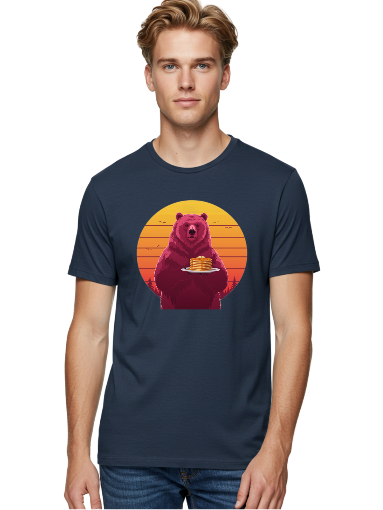 Bear-Holding-Pancakes Men'S Graphic Tee, 100% Cotton, Comfortable Casual Summer Wear, Machine Washable, Vintage Camera, Old Camera, Antique Camera, Black Camera, Classic Photography, Photography Equipment, Nostalgic Device, Film Camera, Bak041