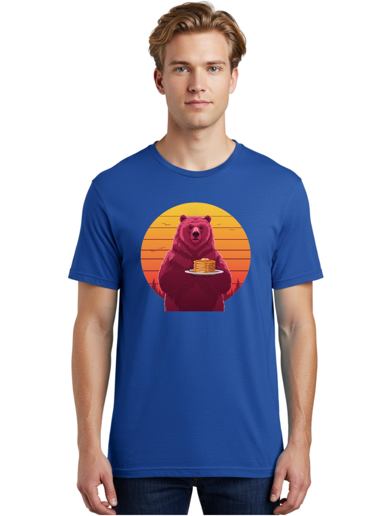 Bear-Holding-Pancakes Men'S Graphic Tee, 100% Cotton, Comfortable Casual Summer Wear, Machine Washable, Vintage Camera, Old Camera, Antique Camera, Black Camera, Classic Photography, Photography Equipment, Nostalgic Device, Film Camera, Bak041