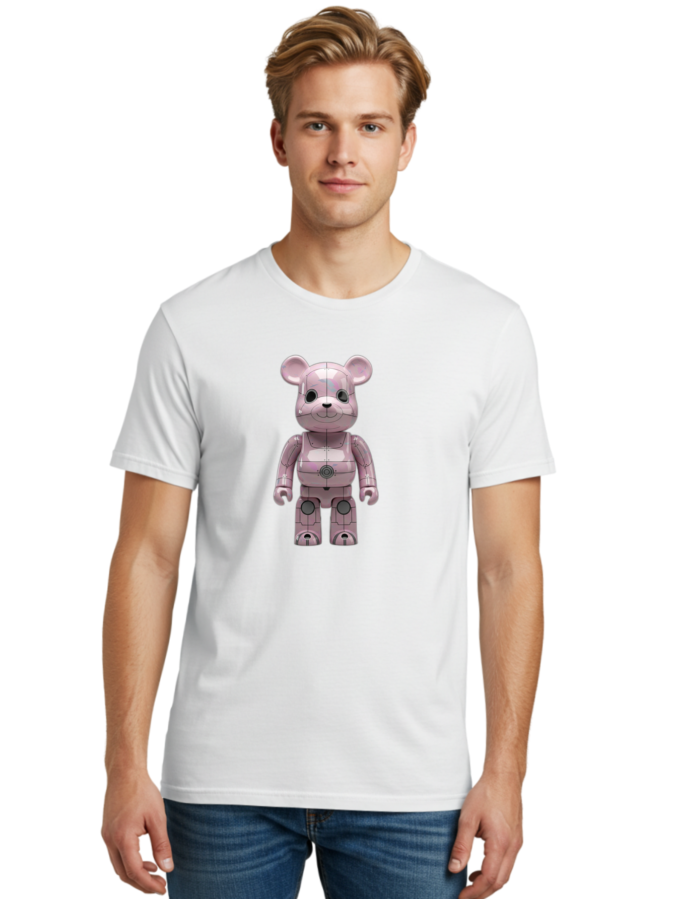 Bearbrick-1 Men'S Graphic Tee, 100% Cotton, Comfortable Casual Summer Wear, Machine Washable, Vintage Camera, Old Camera, Antique Camera, Black Camera, Classic Photography, Photography Equipment, Nostalgic Device, Film Camera, Camera Art Bak043