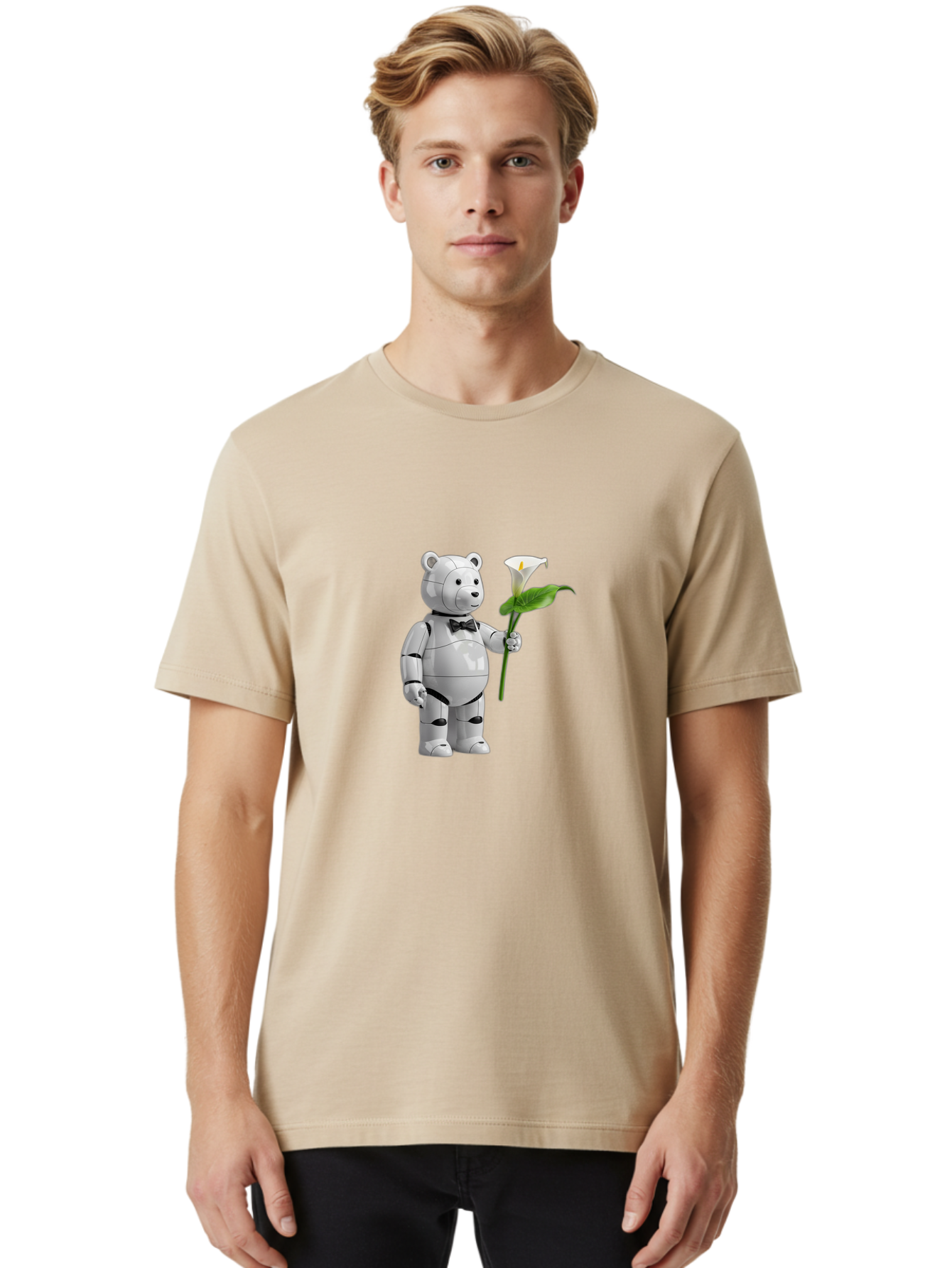 Bearbrick-Robot Men'S Graphic Tee, 100% Cotton, Comfortable Casual Summer Wear, Machine Washable, Vintage Camera, Old Camera, Antique Camera, Black Camera, Classic Photography, Photography Equipment, Nostalgic Device, Film Camera, Camera Art Bak045