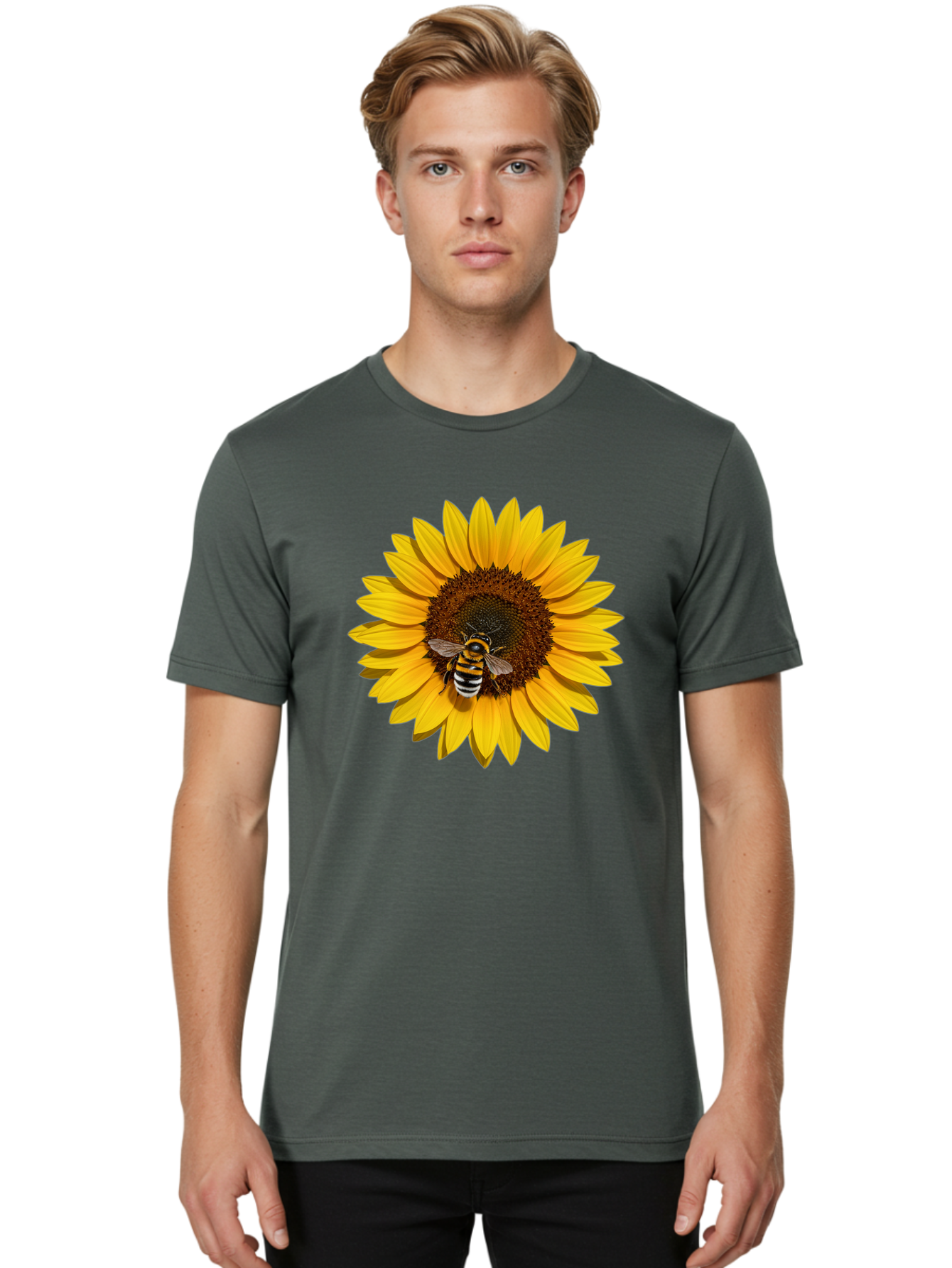 Bee-On-Sunflower Men'S Graphic Tee, 100% Cotton, Comfortable Casual Summer Wear, Machine Washable, Vintage Camera, Old Camera, Antique Camera, Black Camera, Classic Photography, Photography Equipment, Nostalgic Device, Film Camera, Camera Art Bak050