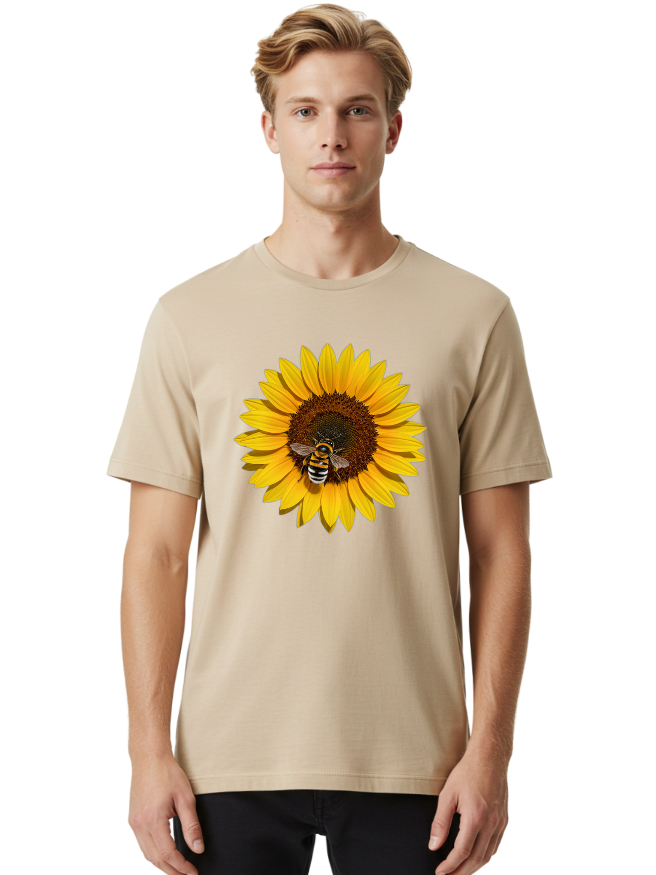 Bee-On-Sunflower Men'S Graphic Tee, 100% Cotton, Comfortable Casual Summer Wear, Machine Washable, Vintage Camera, Old Camera, Antique Camera, Black Camera, Classic Photography, Photography Equipment, Nostalgic Device, Film Camera, Camera Art Bak050