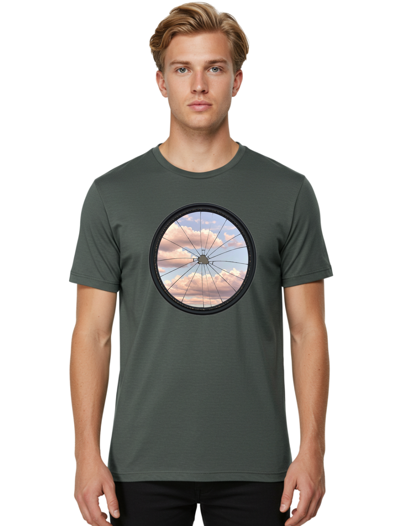 Bicycle-Wheel Men'S Graphic Tee, 100% Cotton, Comfortable Casual Summer Wear, Machine Washable, Vintage Camera, Old Camera, Antique Camera, Black Camera, Classic Photography, Photography Equipment, Nostalgic Device, Film Camera, Camera Art Bak051