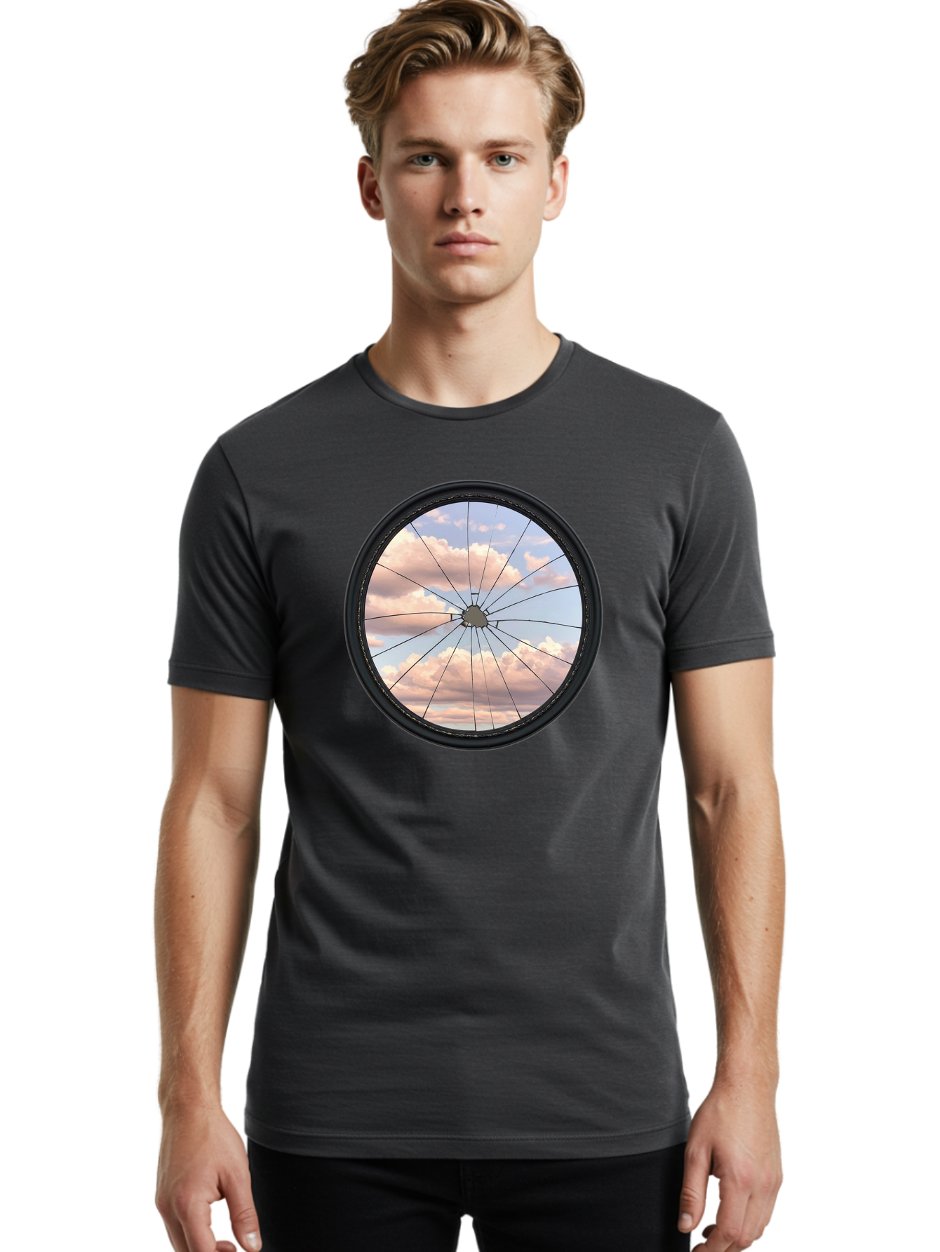 Bicycle-Wheel Men'S Graphic Tee, 100% Cotton, Comfortable Casual Summer Wear, Machine Washable, Vintage Camera, Old Camera, Antique Camera, Black Camera, Classic Photography, Photography Equipment, Nostalgic Device, Film Camera, Camera Art Bak051