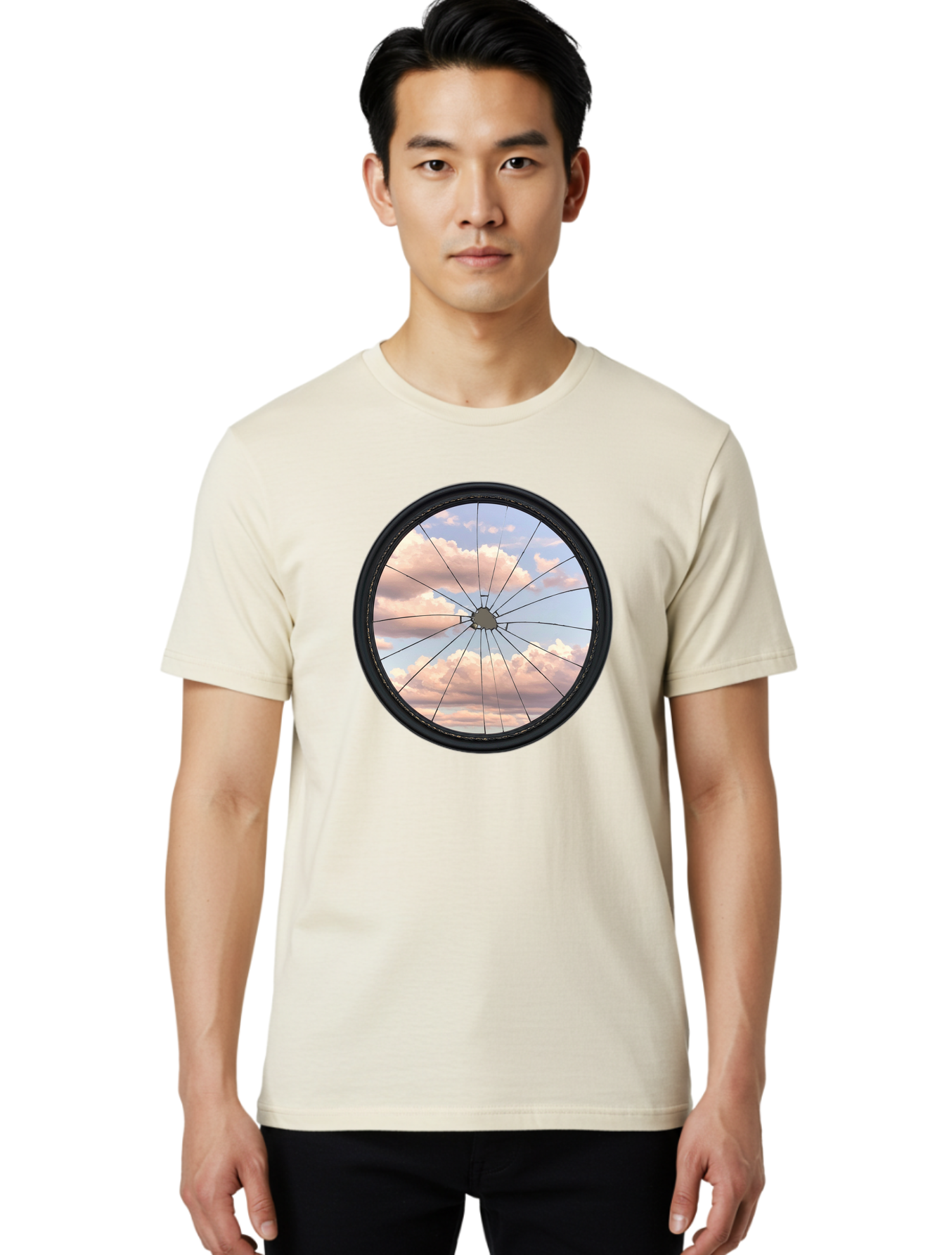 Bicycle-Wheel Men'S Graphic Tee, 100% Cotton, Comfortable Casual Summer Wear, Machine Washable, Vintage Camera, Old Camera, Antique Camera, Black Camera, Classic Photography, Photography Equipment, Nostalgic Device, Film Camera, Camera Art Bak051