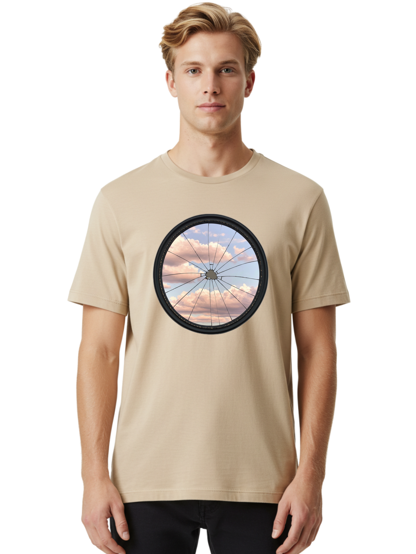 Bicycle-Wheel Men'S Graphic Tee, 100% Cotton, Comfortable Casual Summer Wear, Machine Washable, Vintage Camera, Old Camera, Antique Camera, Black Camera, Classic Photography, Photography Equipment, Nostalgic Device, Film Camera, Camera Art Bak051