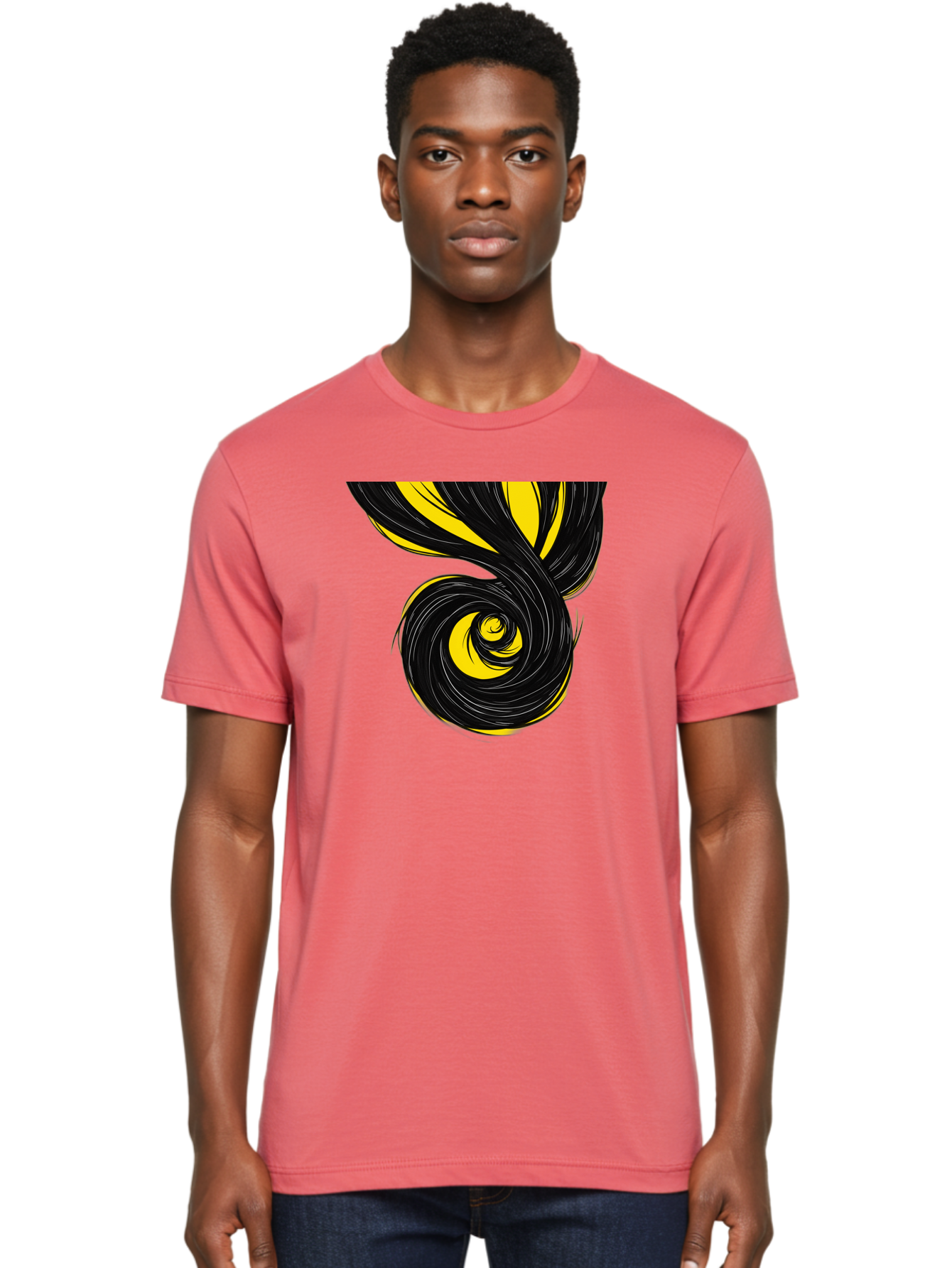 Black-And-Yellow-Swirl Men'S Graphic Tee, 100% Cotton, Comfortable Casual Summer Wear, Machine Washable, Vintage Camera, Old Camera, Antique Camera, Black Camera, Classic Photography, Photography Equipment, Nostalgic Device, Film Camera, Bak056