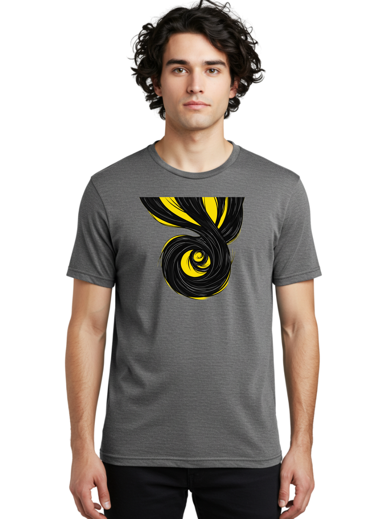 Black-And-Yellow-Swirl Men'S Graphic Tee, 100% Cotton, Comfortable Casual Summer Wear, Machine Washable, Vintage Camera, Old Camera, Antique Camera, Black Camera, Classic Photography, Photography Equipment, Nostalgic Device, Film Camera, Bak056