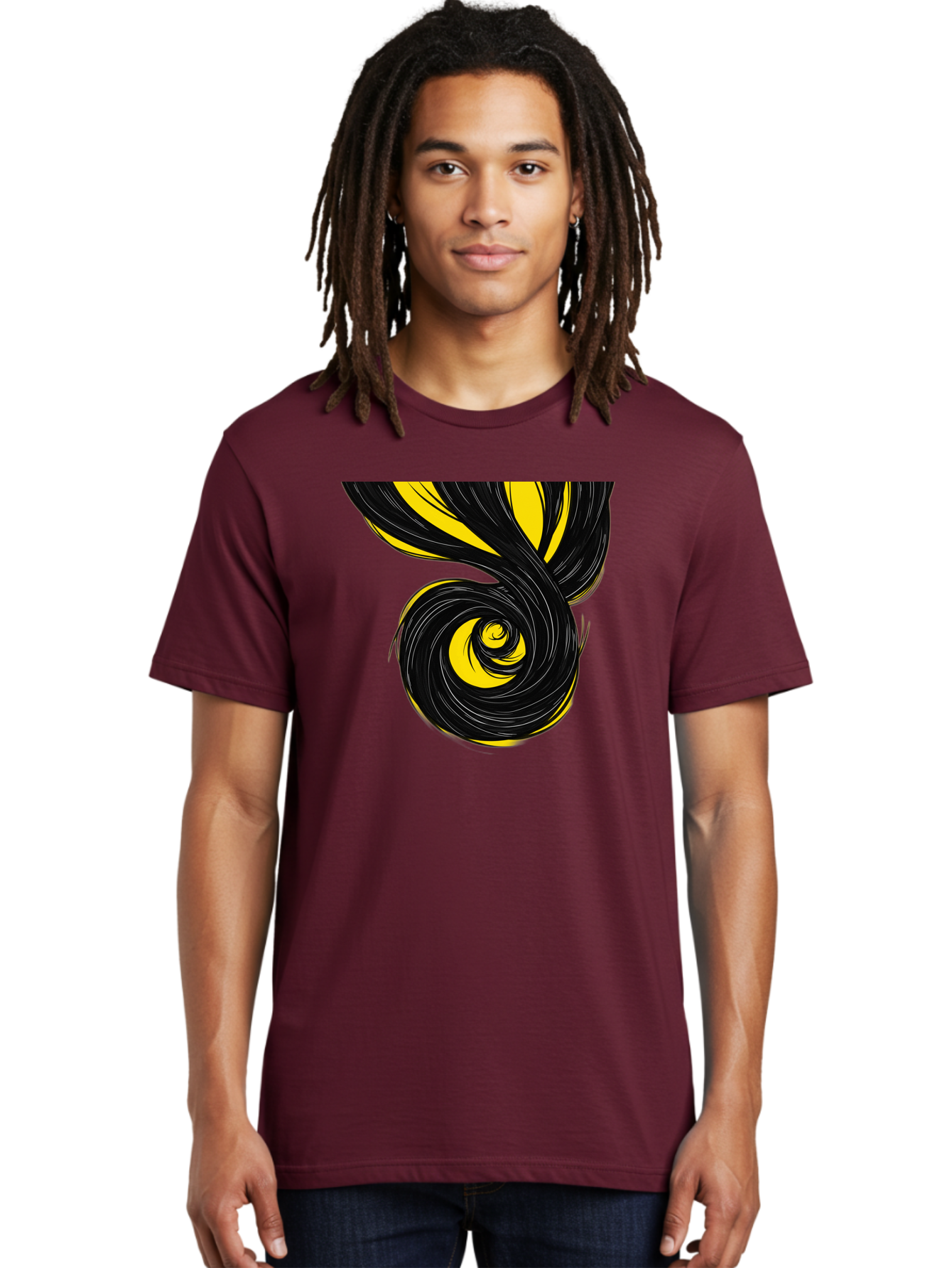 Black-And-Yellow-Swirl Men'S Graphic Tee, 100% Cotton, Comfortable Casual Summer Wear, Machine Washable, Vintage Camera, Old Camera, Antique Camera, Black Camera, Classic Photography, Photography Equipment, Nostalgic Device, Film Camera, Bak056