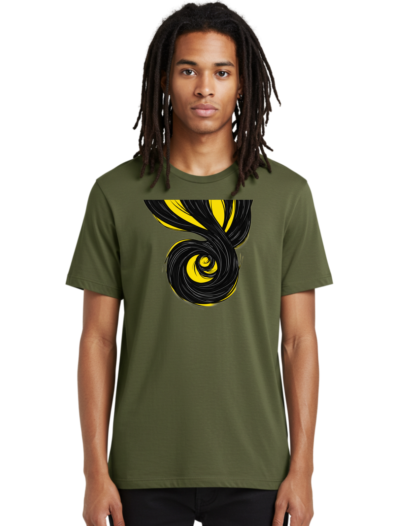 Black-And-Yellow-Swirl Men'S Graphic Tee, 100% Cotton, Comfortable Casual Summer Wear, Machine Washable, Vintage Camera, Old Camera, Antique Camera, Black Camera, Classic Photography, Photography Equipment, Nostalgic Device, Film Camera, Bak056
