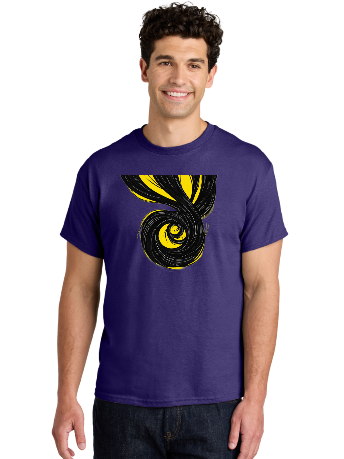 Black-And-Yellow-Swirl Men'S Graphic Tee, 100% Cotton, Comfortable Casual Summer Wear, Machine Washable, Vintage Camera, Old Camera, Antique Camera, Black Camera, Classic Photography, Photography Equipment, Nostalgic Device, Film Camera, Bak056