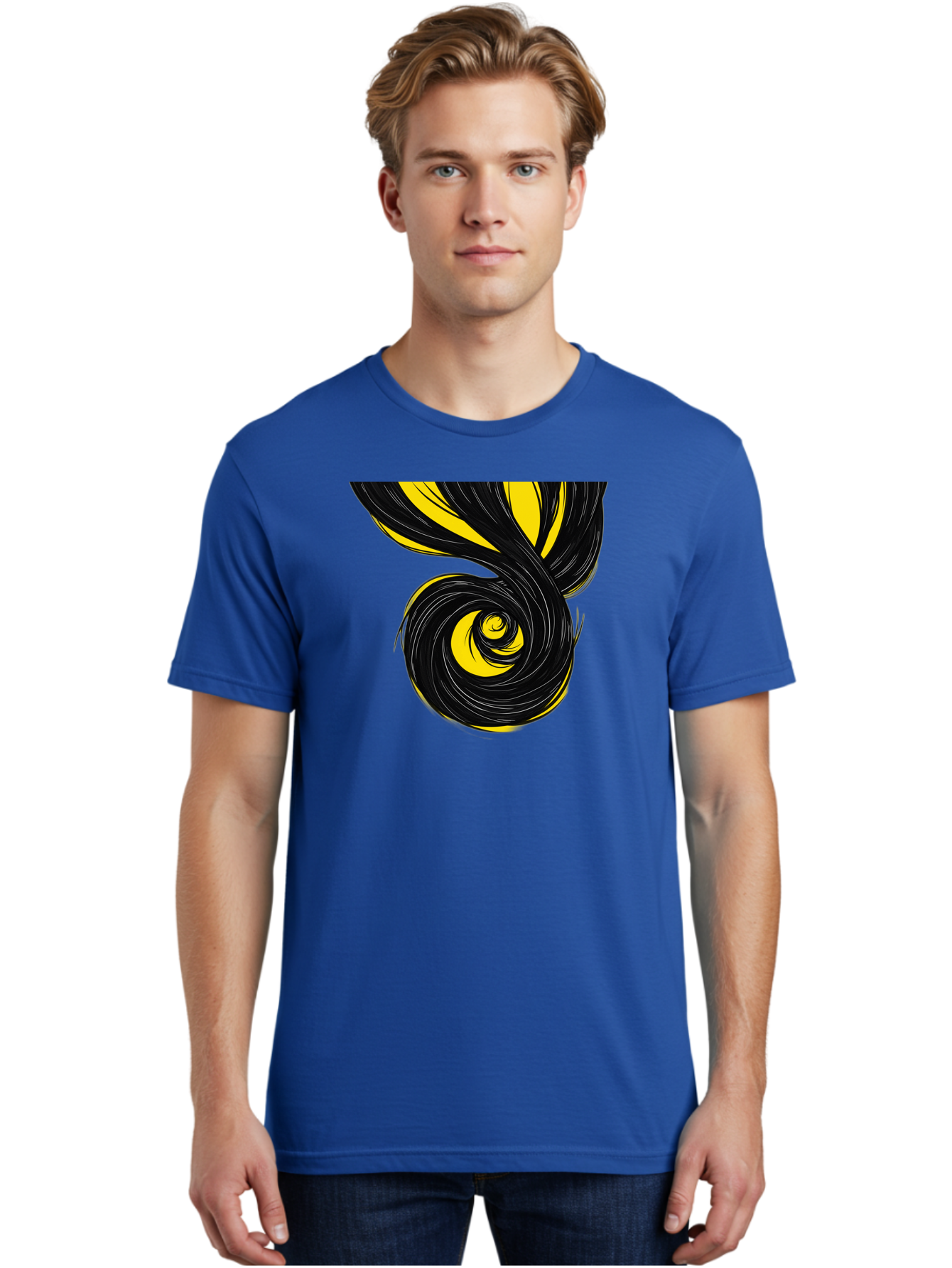 Black-And-Yellow-Swirl Men'S Graphic Tee, 100% Cotton, Comfortable Casual Summer Wear, Machine Washable, Vintage Camera, Old Camera, Antique Camera, Black Camera, Classic Photography, Photography Equipment, Nostalgic Device, Film Camera, Bak056