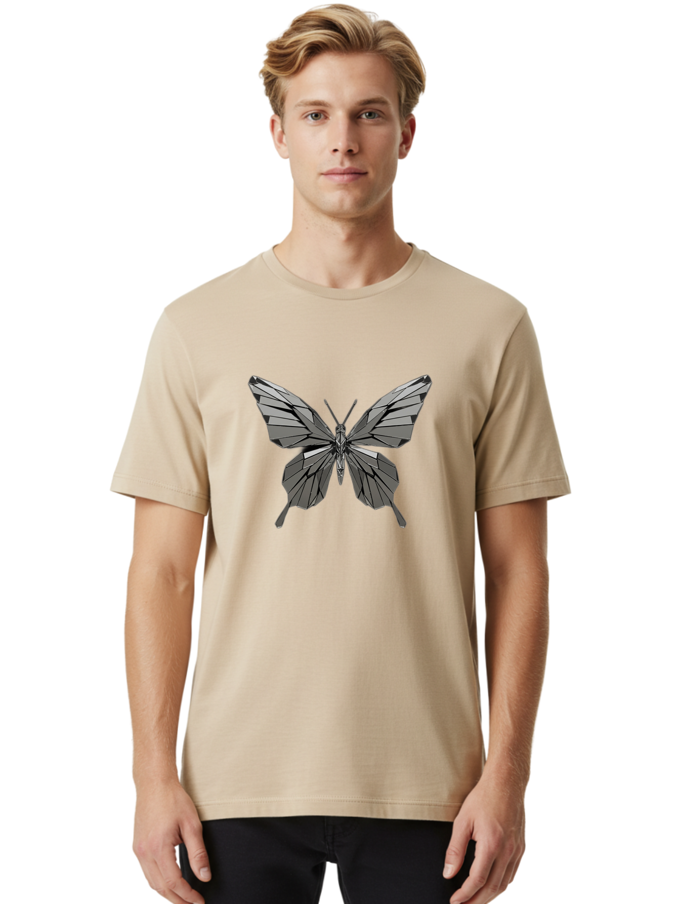 Black-Butterfly-1 Men'S Graphic Tee, 100% Cotton, Comfortable Casual Summer Wear, Machine Washable, Vintage Camera, Old Camera, Antique Camera, Black Camera, Classic Photography, Photography Equipment, Nostalgic Device, Film Camera, Camera Art Bak058