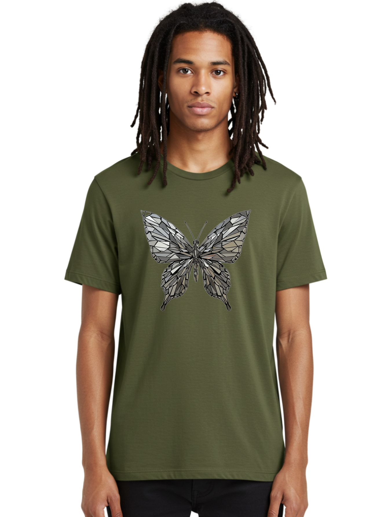Black-Butterfly-Mosaic Men'S Graphic Tee, 100% Cotton, Comfortable Casual Summer Wear, Machine Washable, Vintage Camera, Old Camera, Antique Camera, Black Camera, Classic Photography, Photography Equipment, Nostalgic Device, Film Camera, Bak059