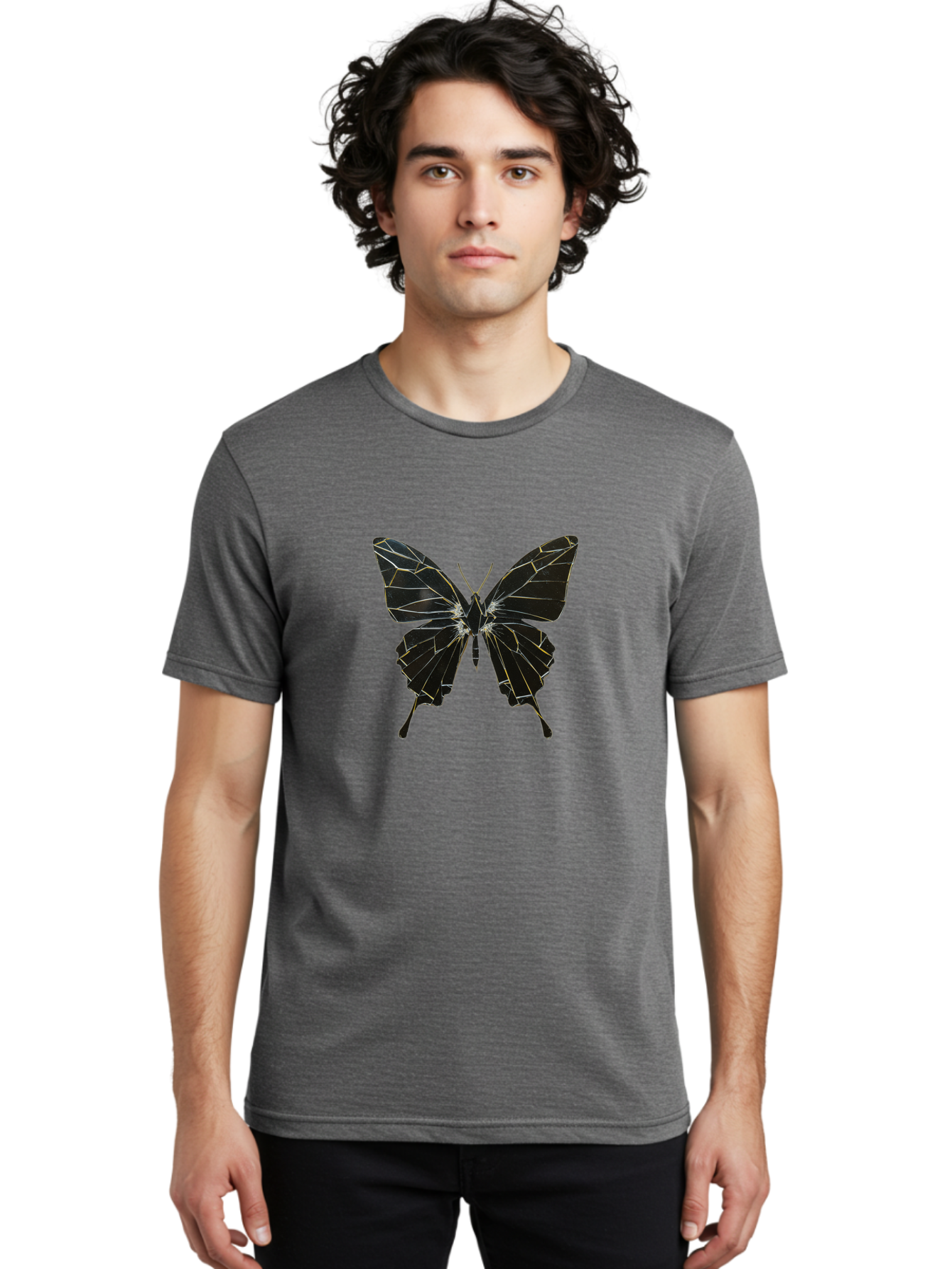 Black-Butterfly Men'S Graphic Tee, 100% Cotton, Comfortable Casual Summer Wear, Machine Washable, Vintage Camera, Old Camera, Antique Camera, Black Camera, Classic Photography, Photography Equipment, Nostalgic Device, Film Camera, Camera Art Bak060