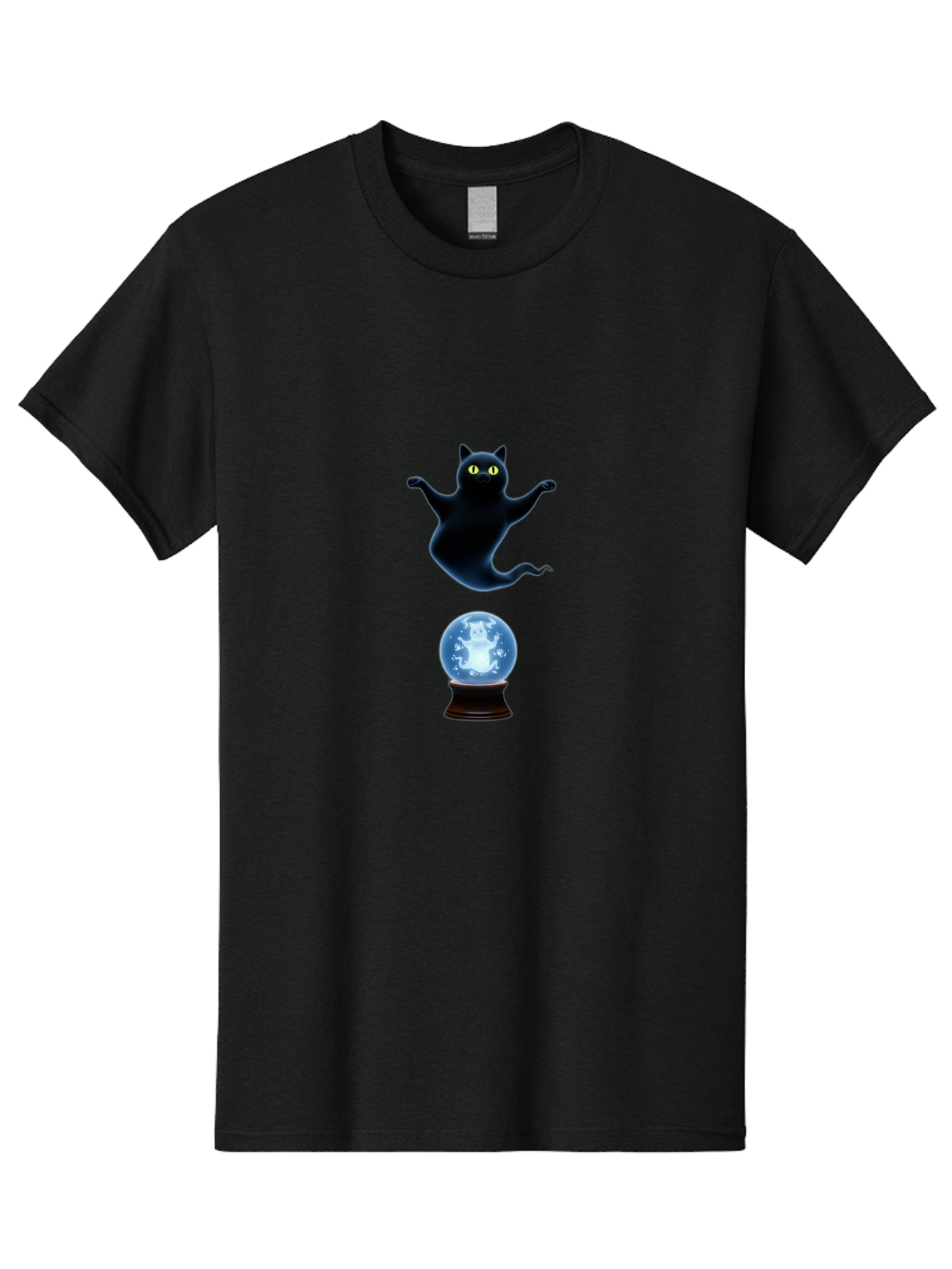 Black-Cat-And-Crystal-Ball Men'S Graphic Tee, 100% Cotton, Comfortable Casual Summer Wear, Machine Washable, Vintage Camera, Old Camera, Antique Camera, Black Camera, Classic Photography, Photography Equipment, Nostalgic Device, Film Camera, Bak061