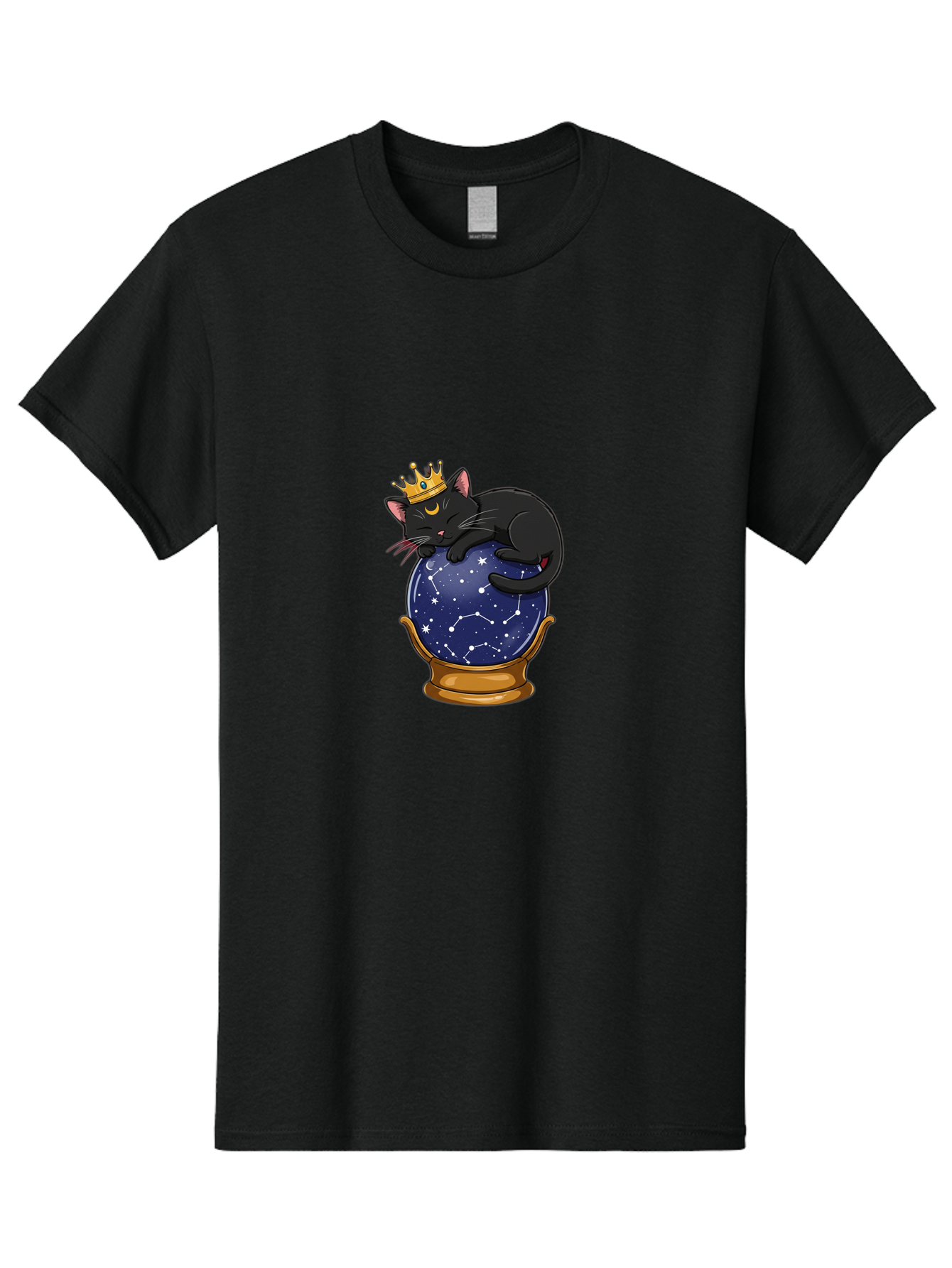 Black-Cat-On-Crystal-Ball-1 Men'S Graphic Tee, 100% Cotton, Comfortable Casual Summer Wear, Machine Washable, Vintage Camera, Old Camera, Antique Camera, Black Camera, Classic Photography, Photography Equipment, Nostalgic Device, Film Camera, Bak063