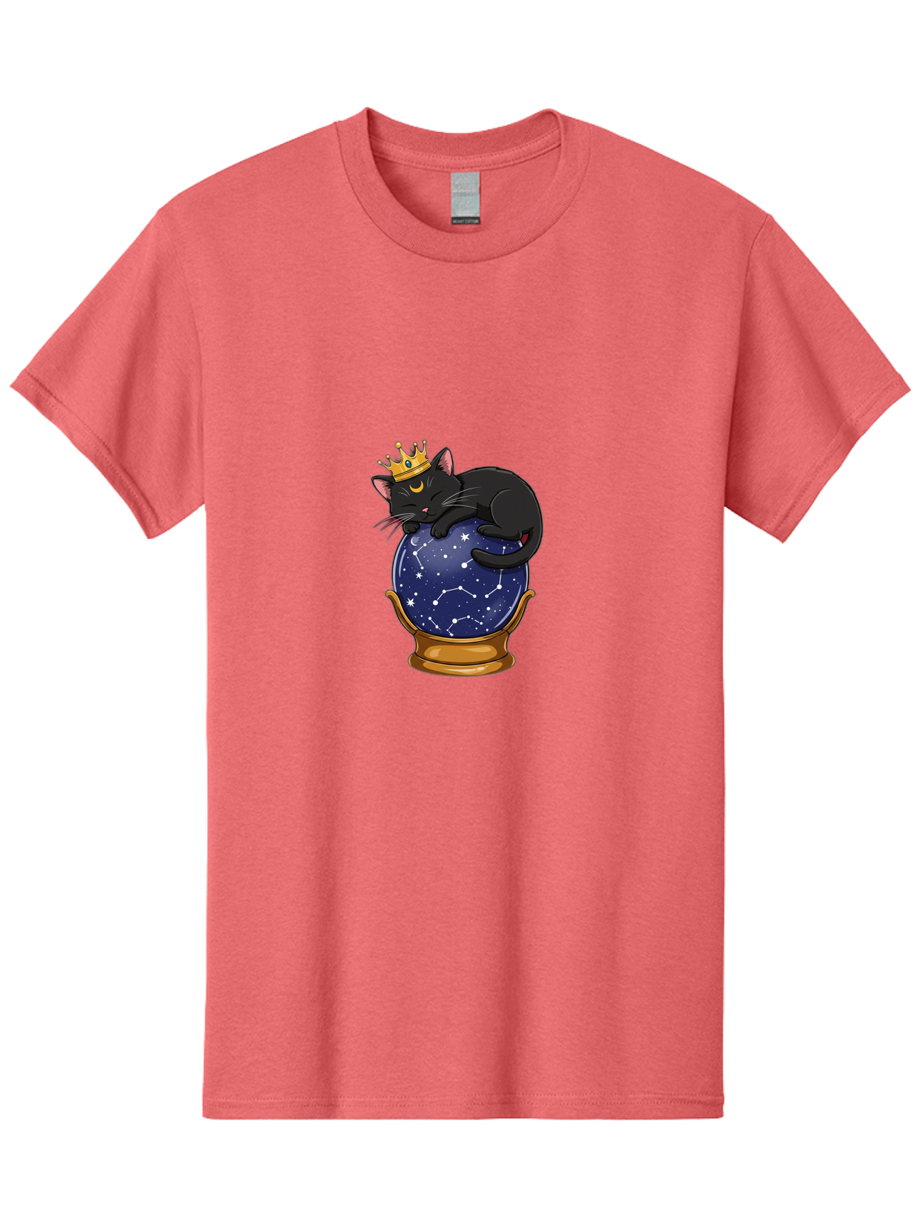 Black-Cat-On-Crystal-Ball-1 Men'S Graphic Tee, 100% Cotton, Comfortable Casual Summer Wear, Machine Washable, Vintage Camera, Old Camera, Antique Camera, Black Camera, Classic Photography, Photography Equipment, Nostalgic Device, Film Camera, Bak063