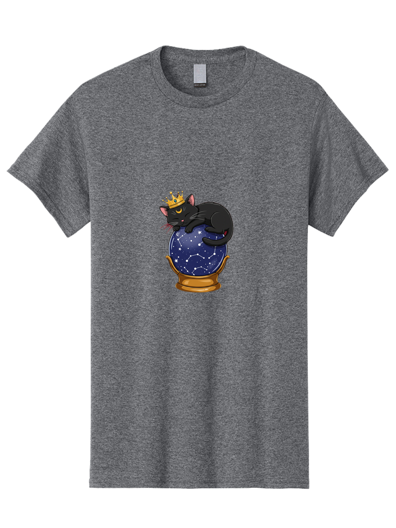 Black-Cat-On-Crystal-Ball-1 Men'S Graphic Tee, 100% Cotton, Comfortable Casual Summer Wear, Machine Washable, Vintage Camera, Old Camera, Antique Camera, Black Camera, Classic Photography, Photography Equipment, Nostalgic Device, Film Camera, Bak063