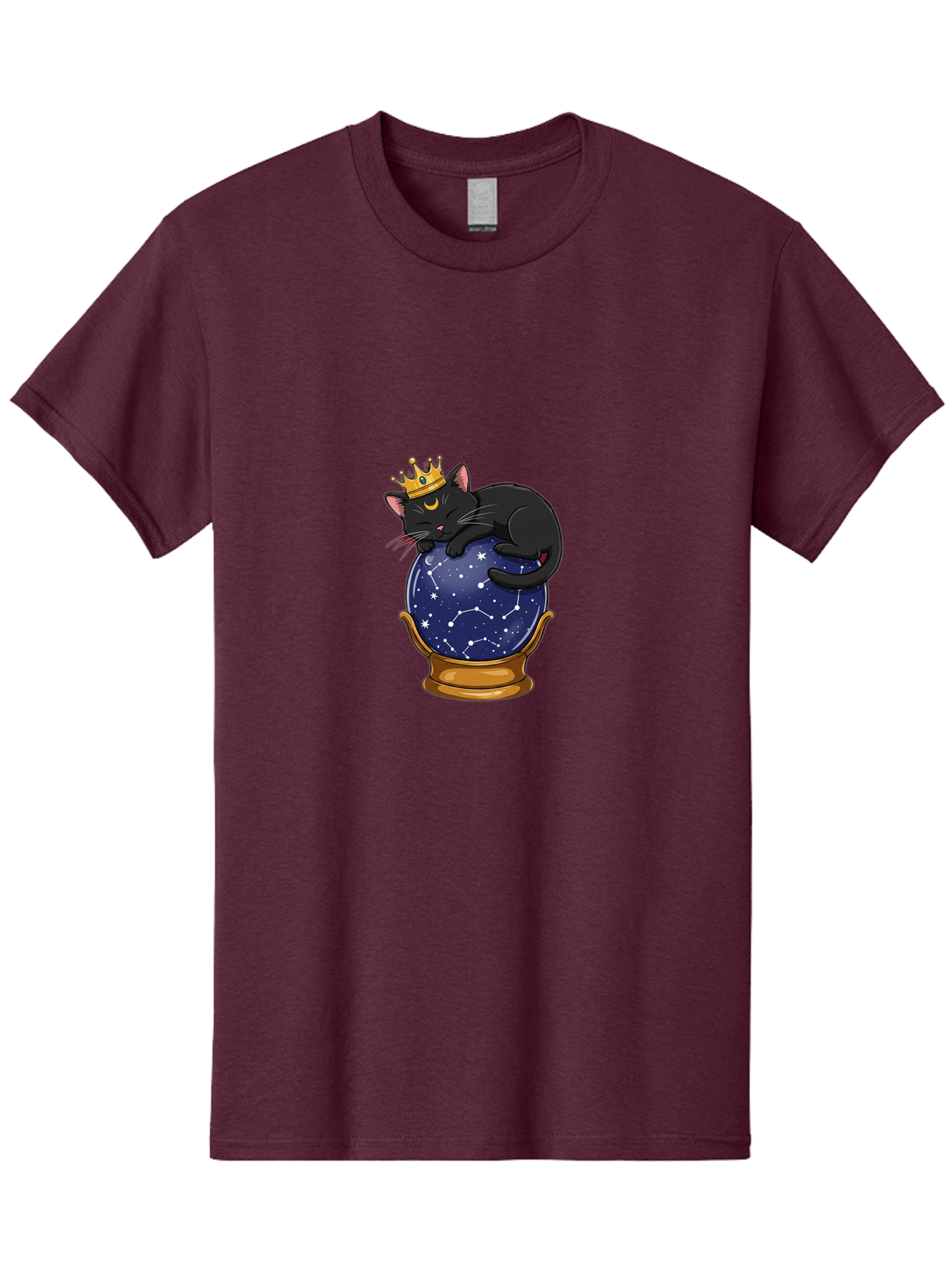 Black-Cat-On-Crystal-Ball-1 Men'S Graphic Tee, 100% Cotton, Comfortable Casual Summer Wear, Machine Washable, Vintage Camera, Old Camera, Antique Camera, Black Camera, Classic Photography, Photography Equipment, Nostalgic Device, Film Camera, Bak063