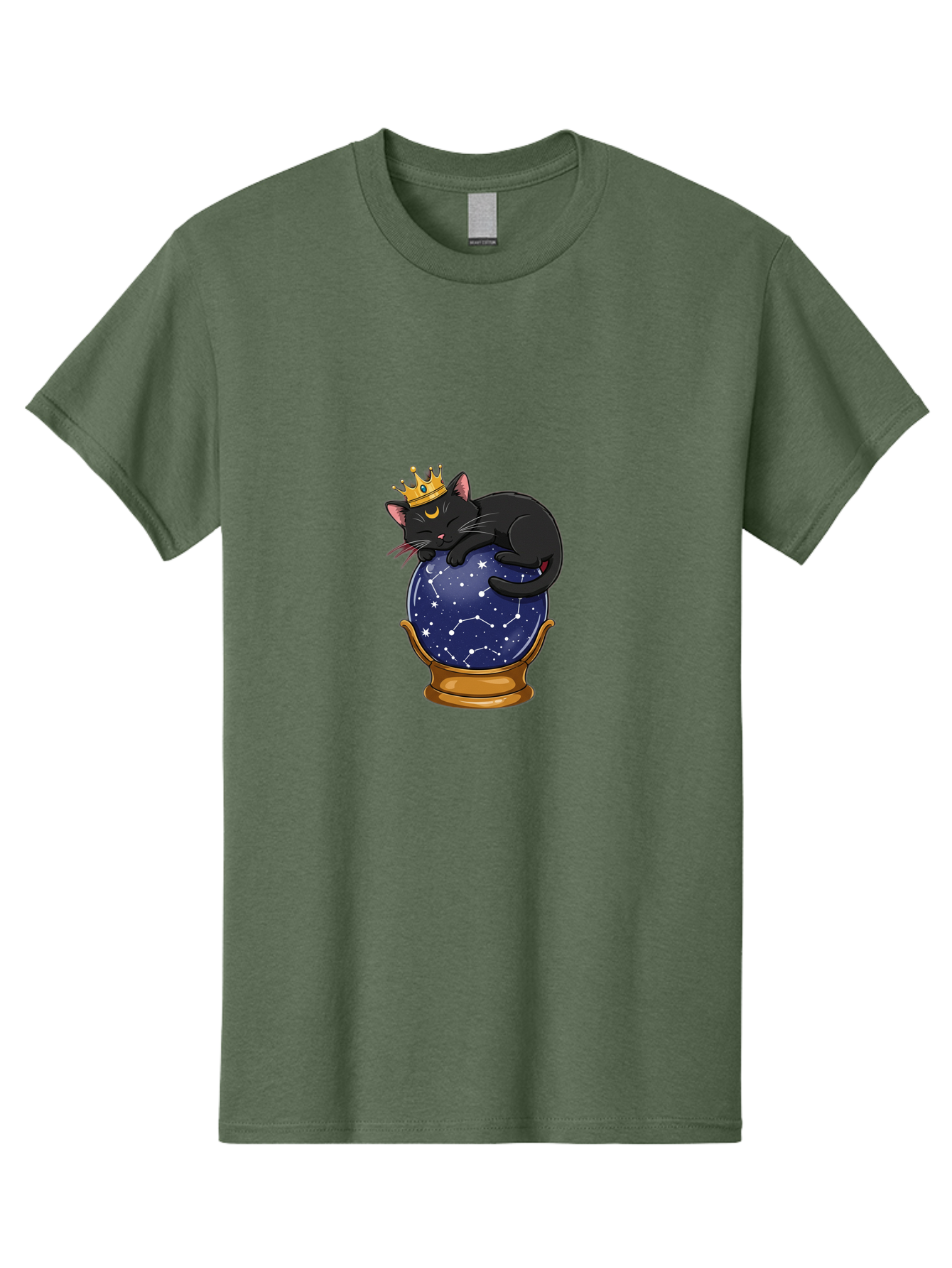 Black-Cat-On-Crystal-Ball-1 Men'S Graphic Tee, 100% Cotton, Comfortable Casual Summer Wear, Machine Washable, Vintage Camera, Old Camera, Antique Camera, Black Camera, Classic Photography, Photography Equipment, Nostalgic Device, Film Camera, Bak063