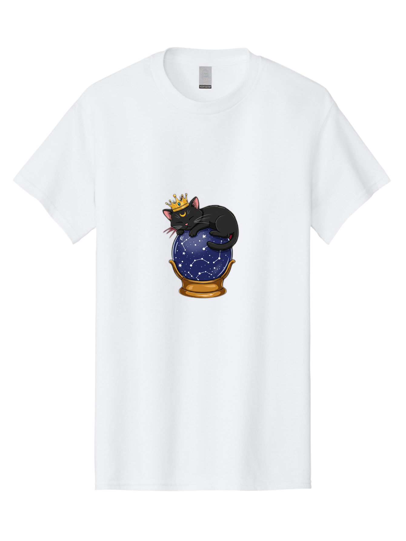 Black-Cat-On-Crystal-Ball-1 Men'S Graphic Tee, 100% Cotton, Comfortable Casual Summer Wear, Machine Washable, Vintage Camera, Old Camera, Antique Camera, Black Camera, Classic Photography, Photography Equipment, Nostalgic Device, Film Camera, Bak063